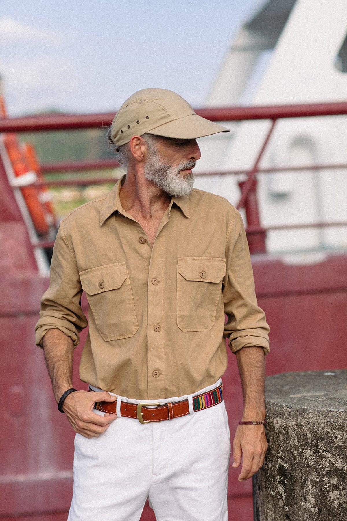 Premium Men's Khaki Poplin Swordfish Shirt - Comfortable & Stylish Casual Wear for Office, Travel & Outdoor Activities