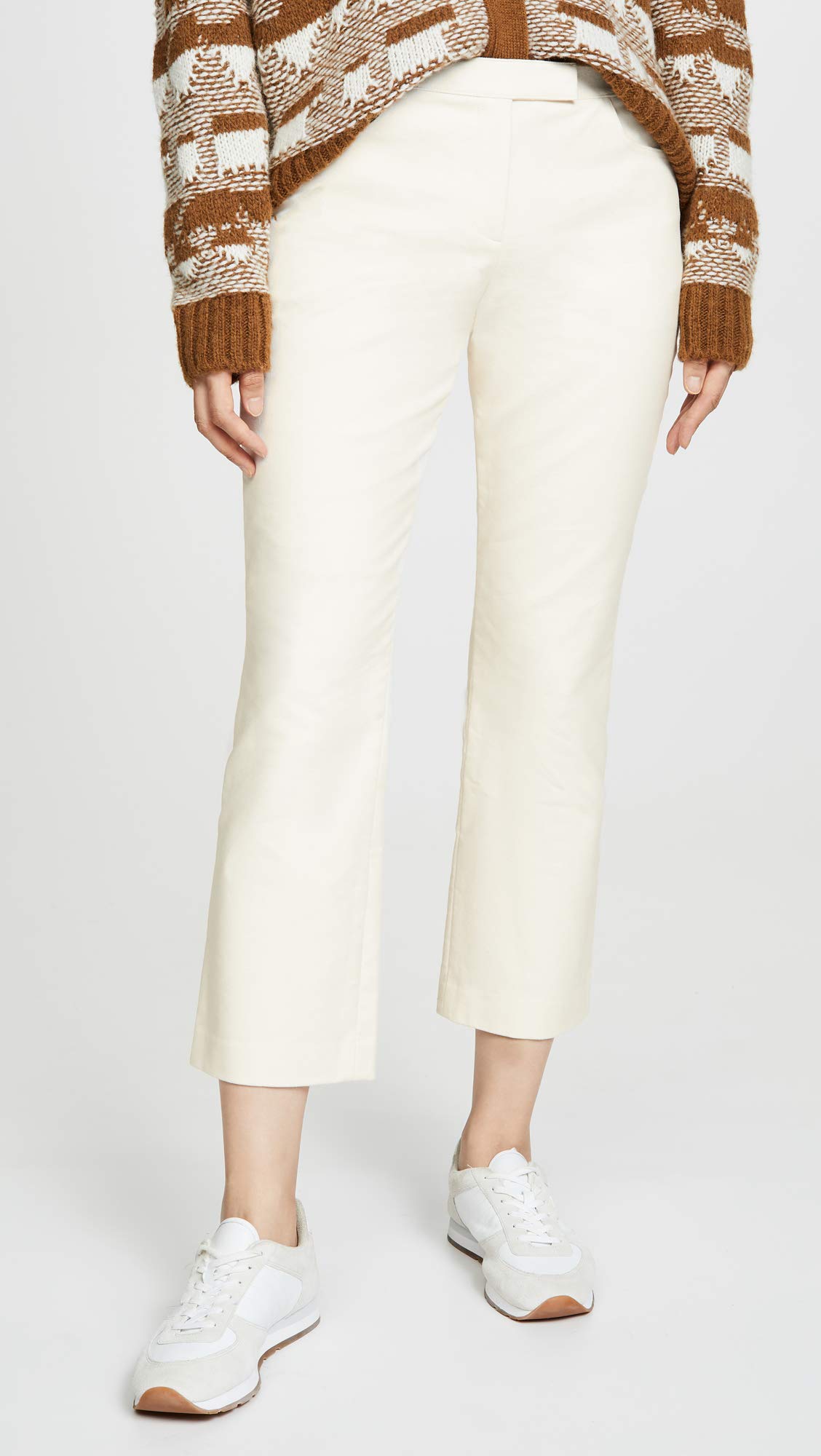 Theory Women's Slim-Fit Crop Pants - High Waisted Office Trousers in Ivory & Off White | Size 6 | Perfect for Business Casual, Workwear & Summer Outfits