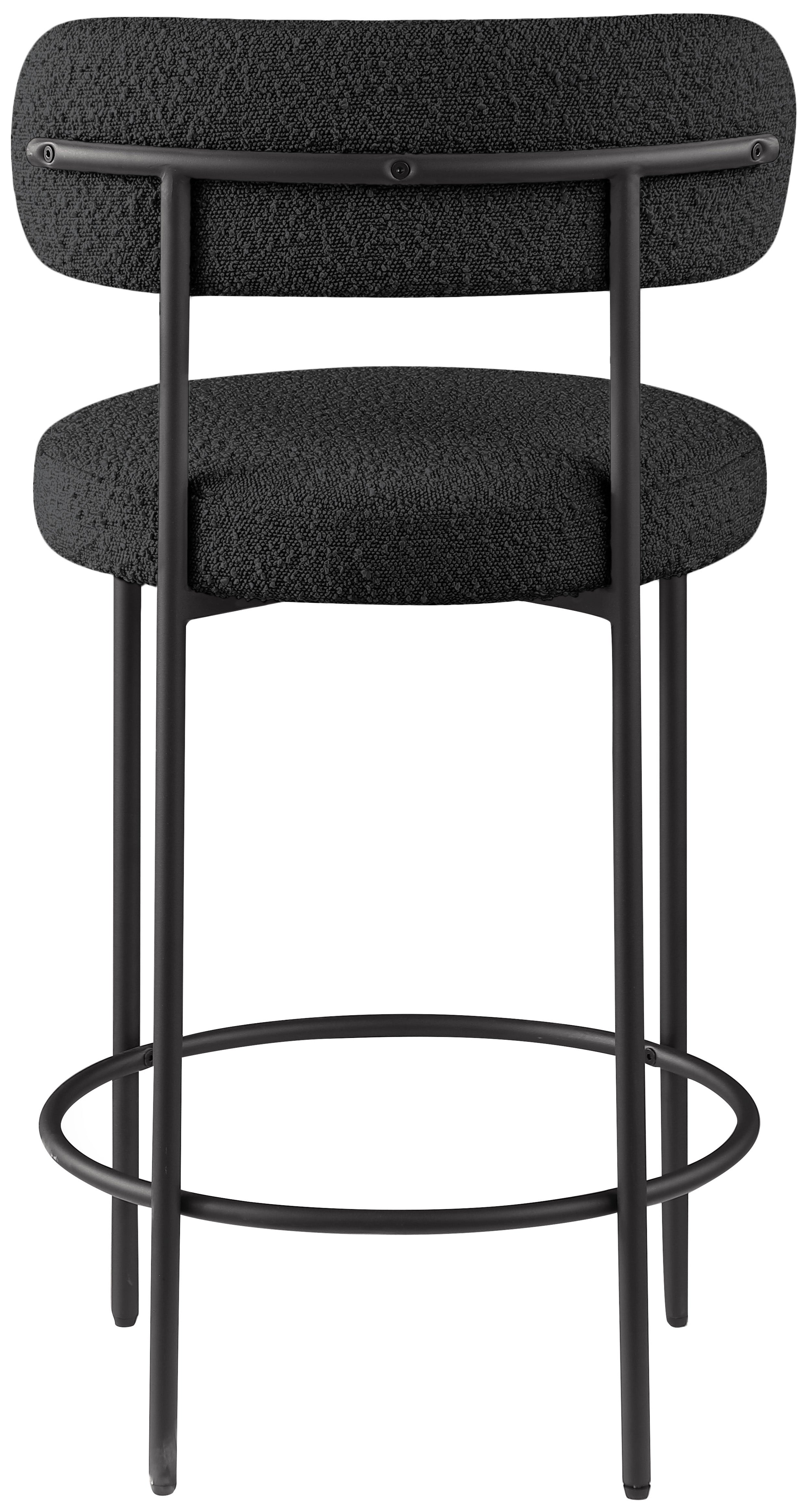 Beacon Boucle Fabric Stool - Modern Round Accent Chair with Soft Textured Upholstery for Living Room, Bedroom & Office Decor