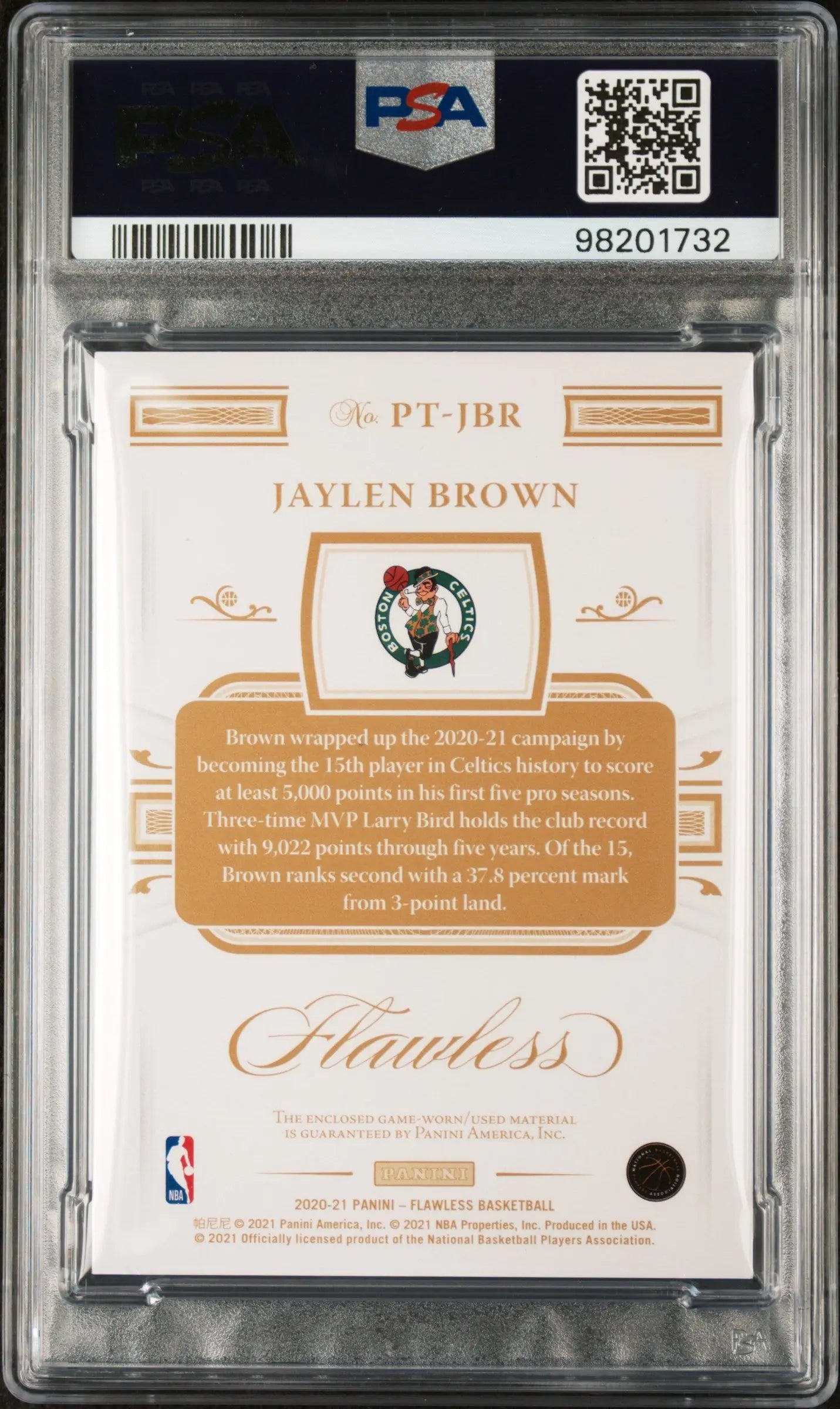2020 Panini Flawless Basketball Jaylen Brown Ruby Patch Card PSA 8 /15 - Rare Collectible for NBA Fans & Sports Memorabilia Enthusiasts
