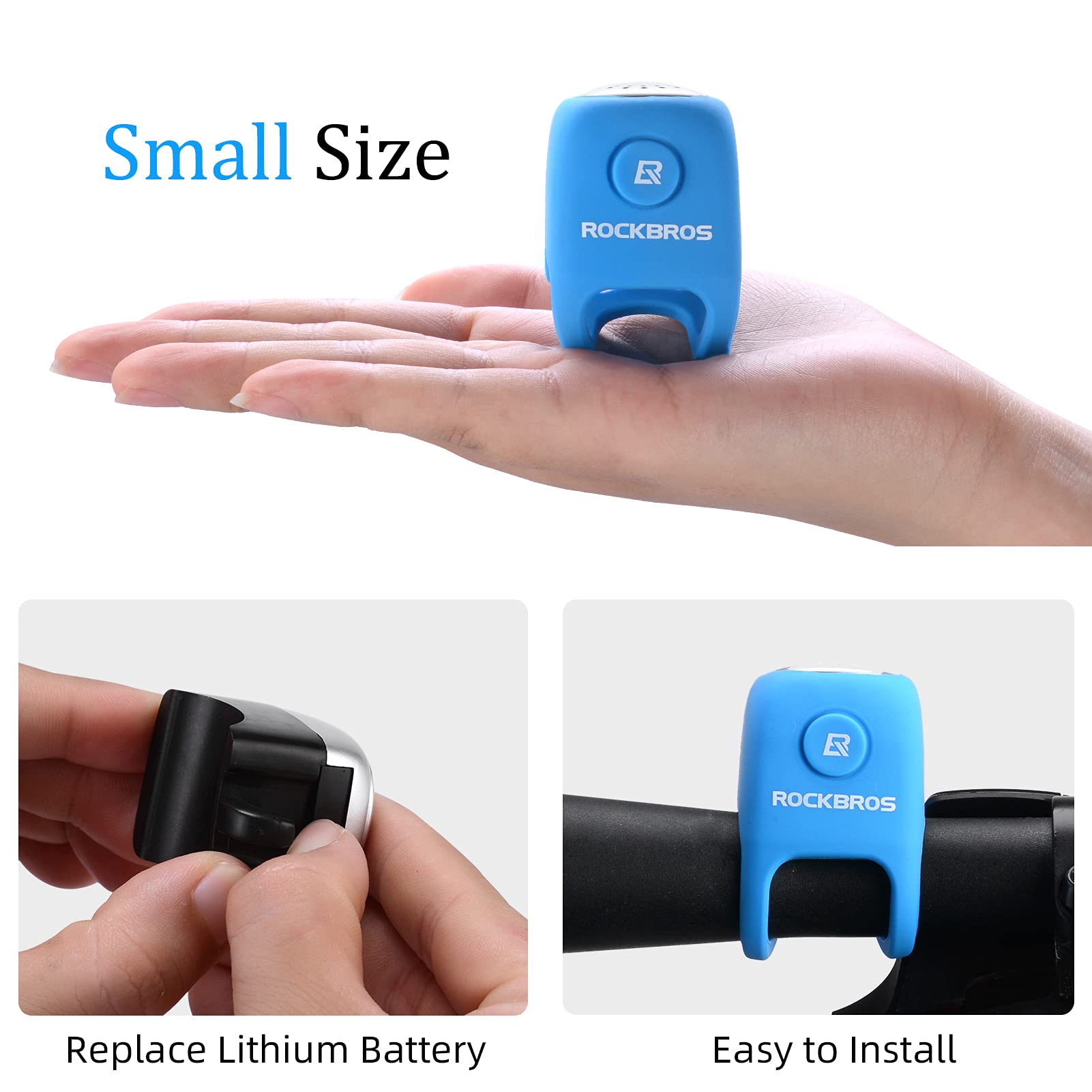 ROCKBROS 90dB Electric Bike Horn - Loud Electronic Bicycle Bell for Adults & Kids - Perfect for Commuting, Mountain Biking & Urban Cycling Safety