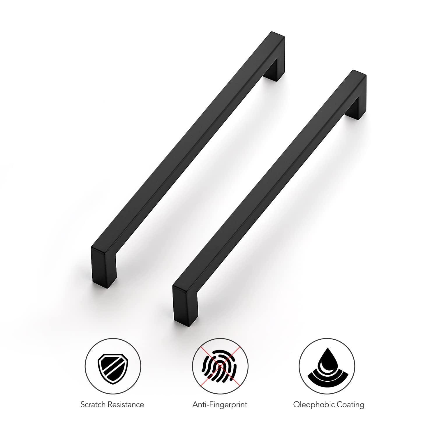 Ravinte 18 Pack 8-4/5 Inch Matte Black Square Cabinet Handles - Modern Kitchen Cabinet Pulls & Drawer Handles for Cabinets, Cupboards, Dressers - Perfect for Home Renovation & DIY Furniture Upgrade