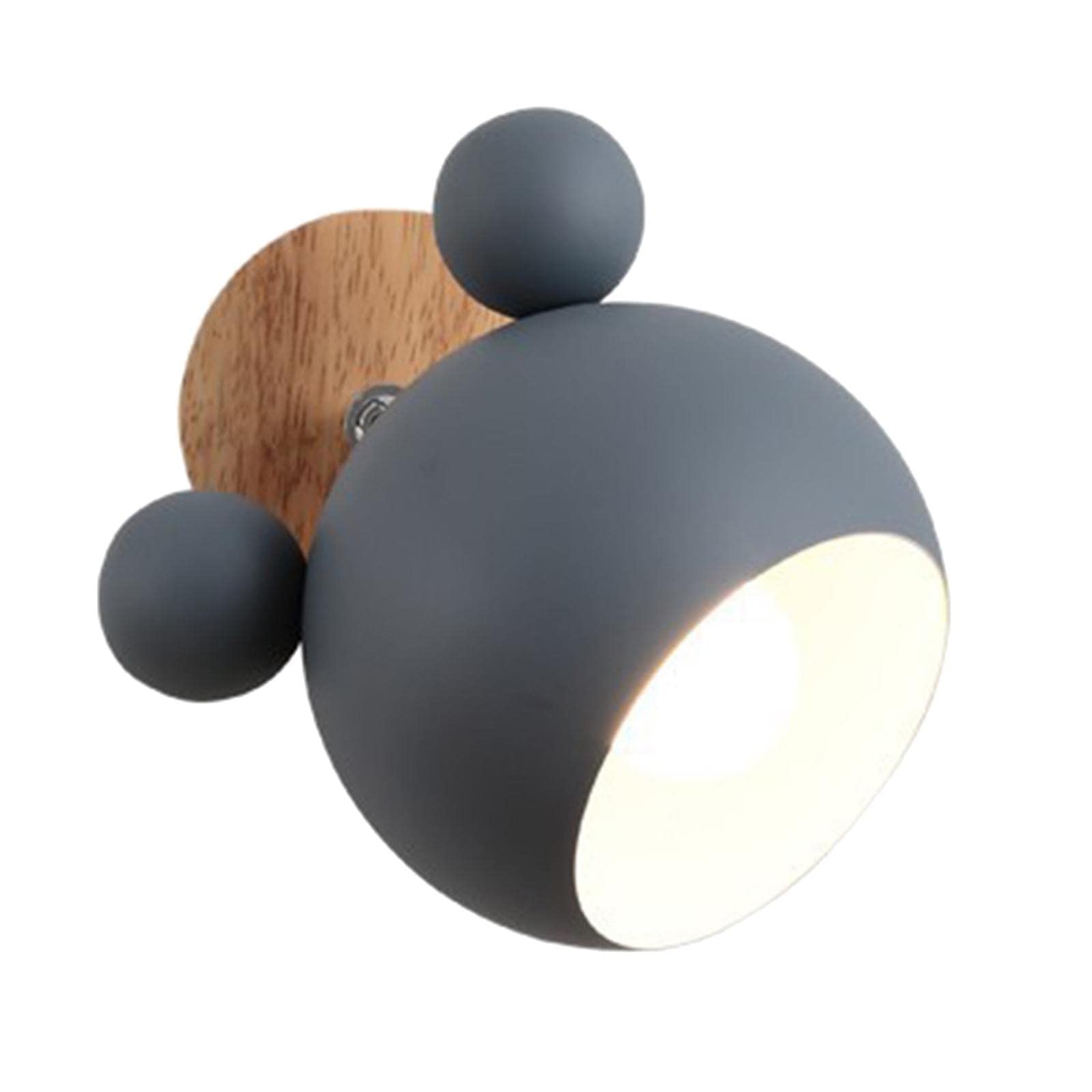Gazechimp Modern E27 Wall Sconce Lighting - Cartoon Mouse Shaped Bedside Lamp for Kids Room Decor, Grey - Perfect for Nursery, Bedroom Night Light & Children's Play Area