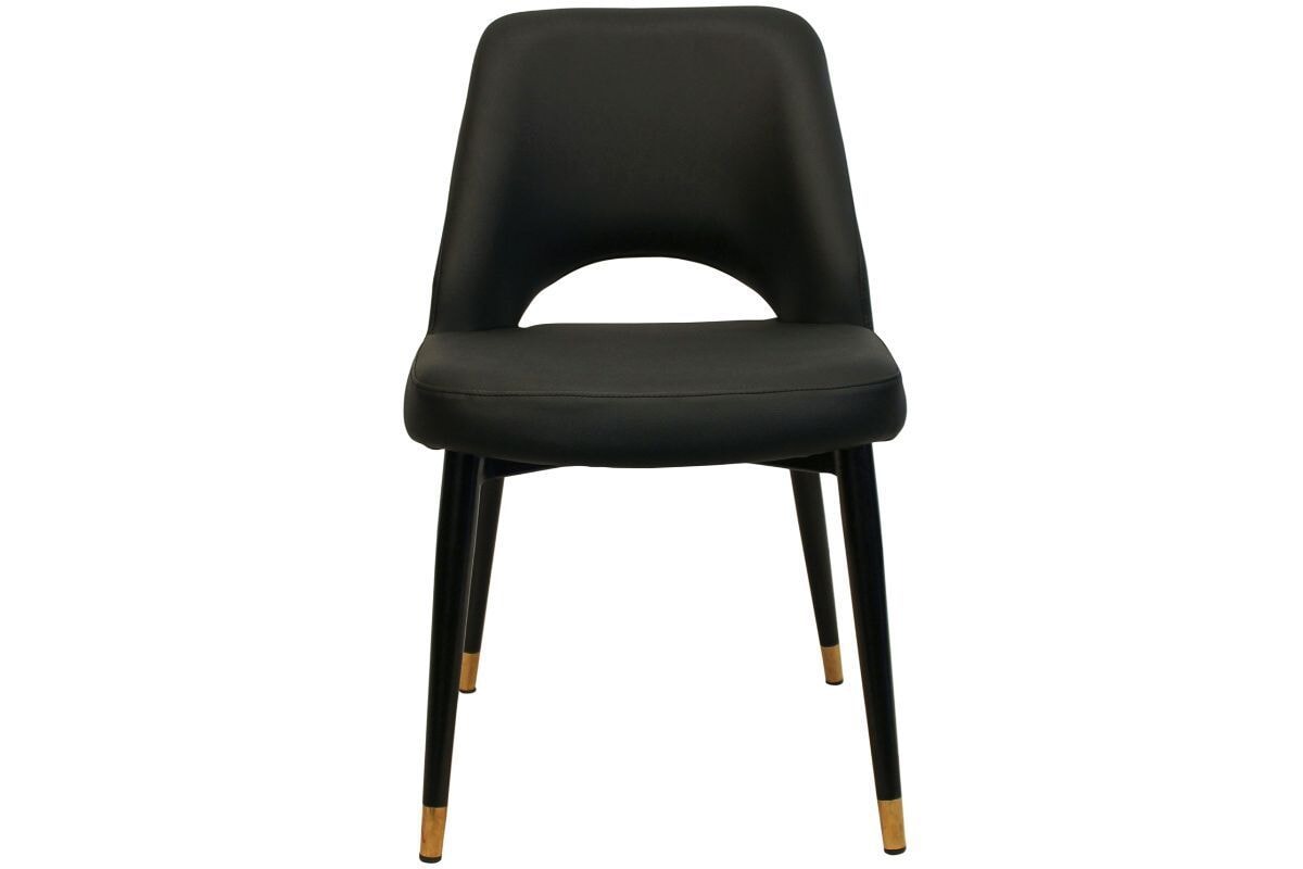 EZ Hospitality Cairo Indoor Armless Chair with Metal Base - Black Brass 4-Leg Design for Office, Dining Room, or Waiting Area