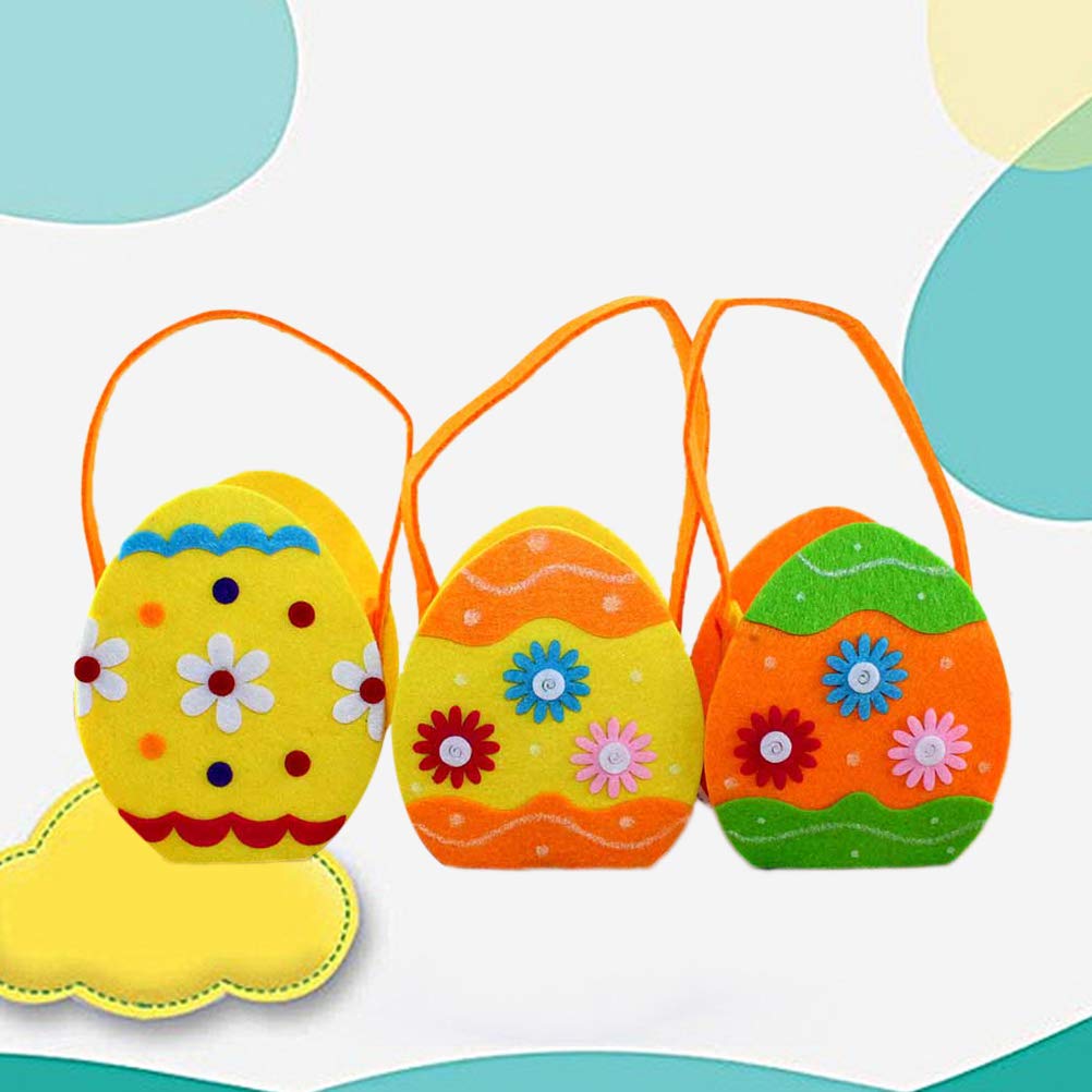 Amosfun Easter Bunny Candy Bags - Reusable Treat Bags for Kids, Bunny Basket Favor Bags, Portable Snack Pouch for Easter Egg Hunt, Birthday Party Favors & Classroom Treats