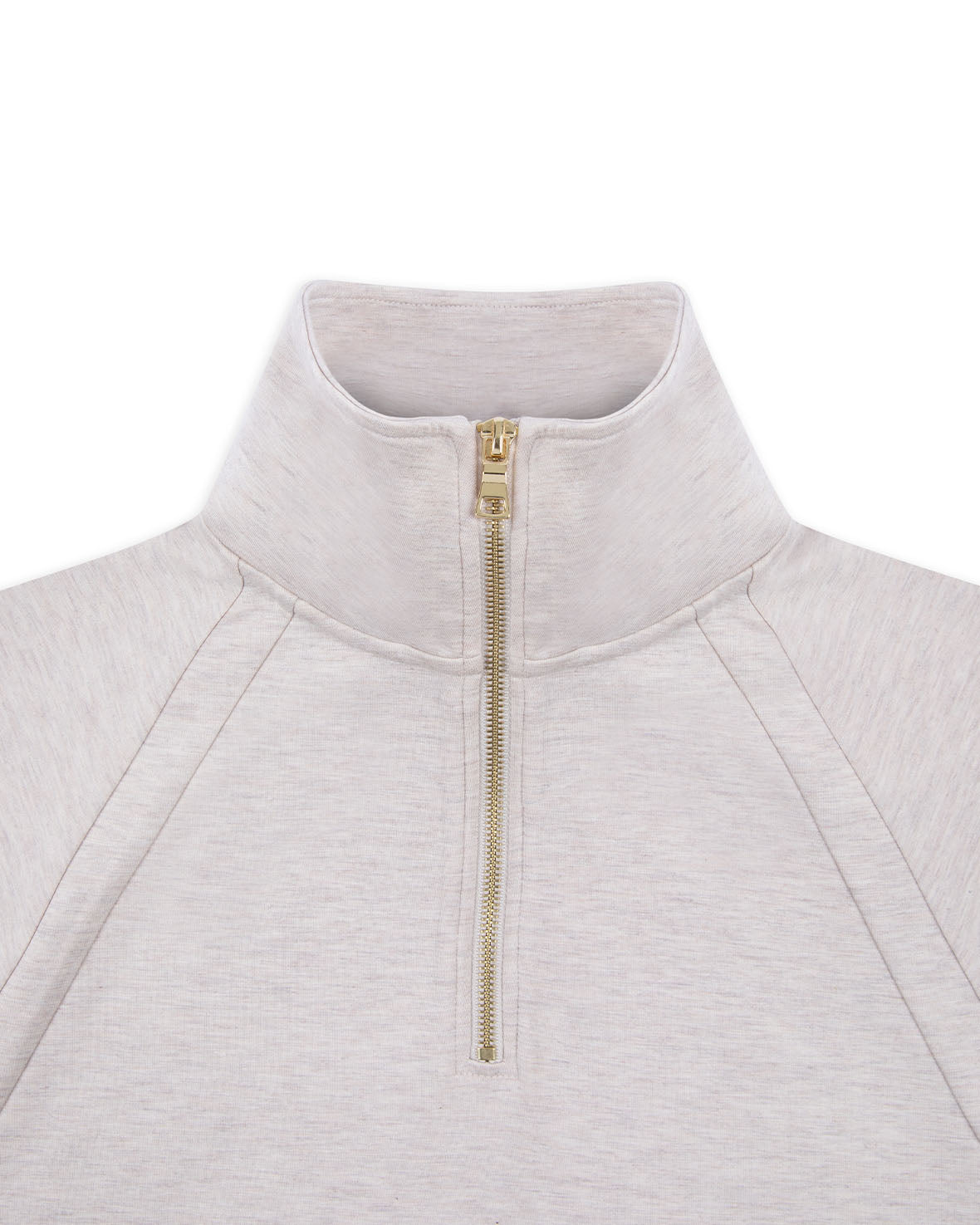 LuxeComfort Scuba Half Zip Sweatshirt for Women - Soft Fleece Pullover with Thumb Holes, Beige Marl - Perfect for Casual Outfits, Workouts & Cozy Loungewear