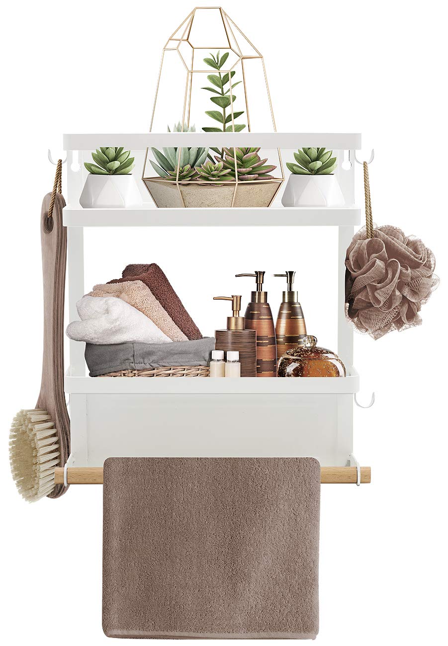 Sorbus Magnetic Spice Rack Organizer for Refrigerator - 3-Tier Storage Shelf with Paper Towel Holder & 5 Hooks, Space-Saving Kitchen Organizer (Medium, White) - Perfect for Pantry, Spice Storage & Small Kitchen Organization