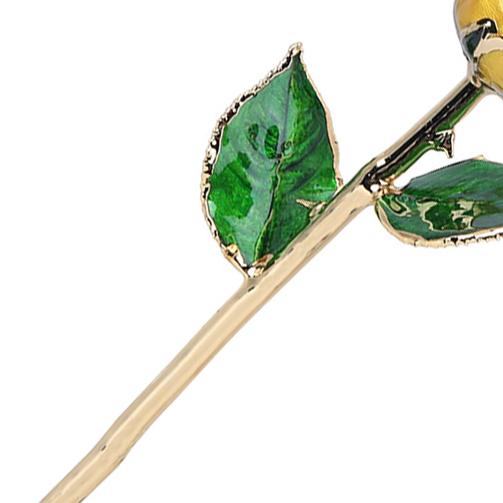 24K Gold Plated Rose Flower with Base - Long Lasting Bright Color Artificial Rose for Home Decor, Wedding Centerpiece, Anniversary Gift & Collectible Display