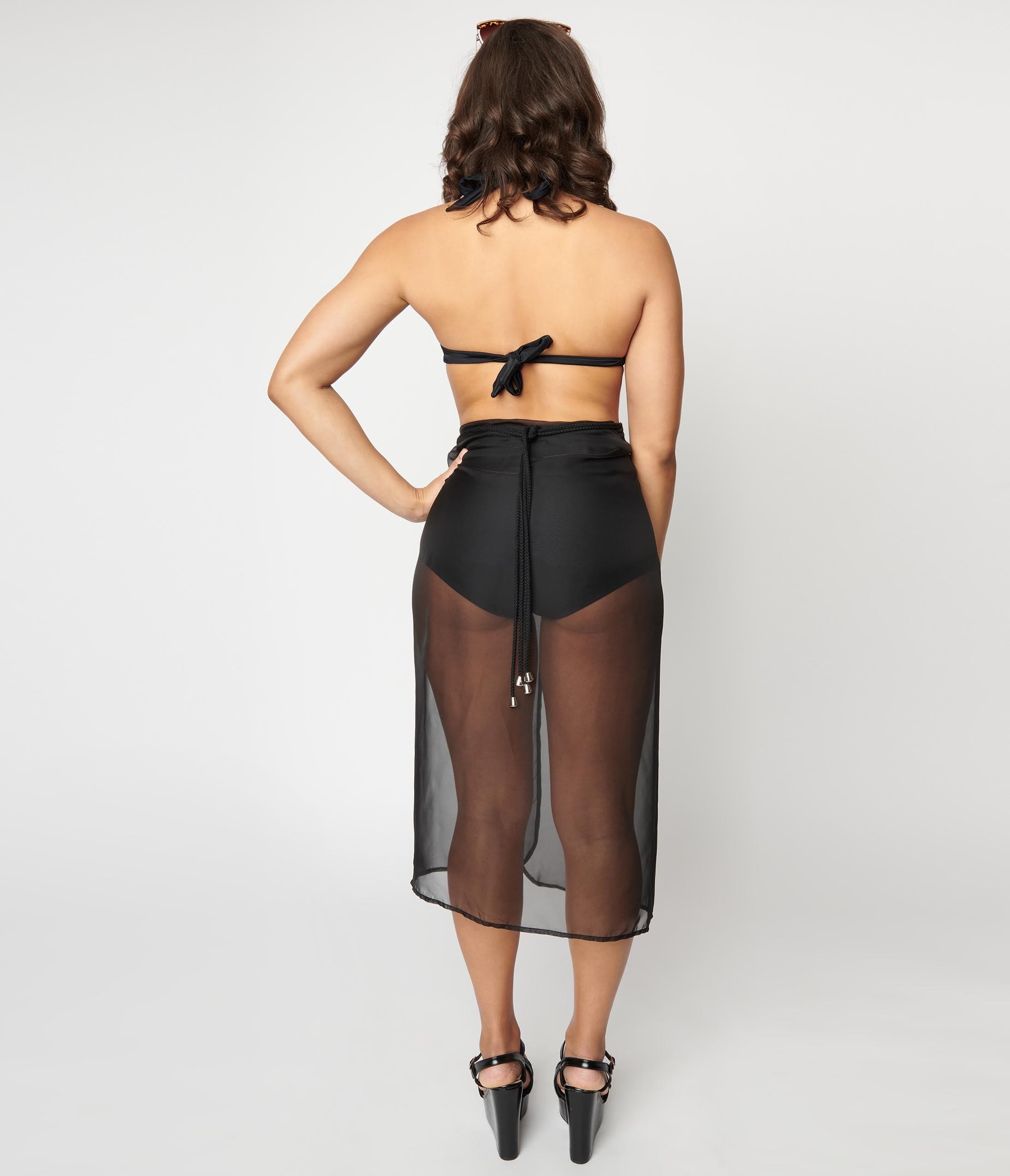 Stylish Vintage Black Wrap Sarong Cover Up - Perfect for Beach, Pool, and Summer Vacations