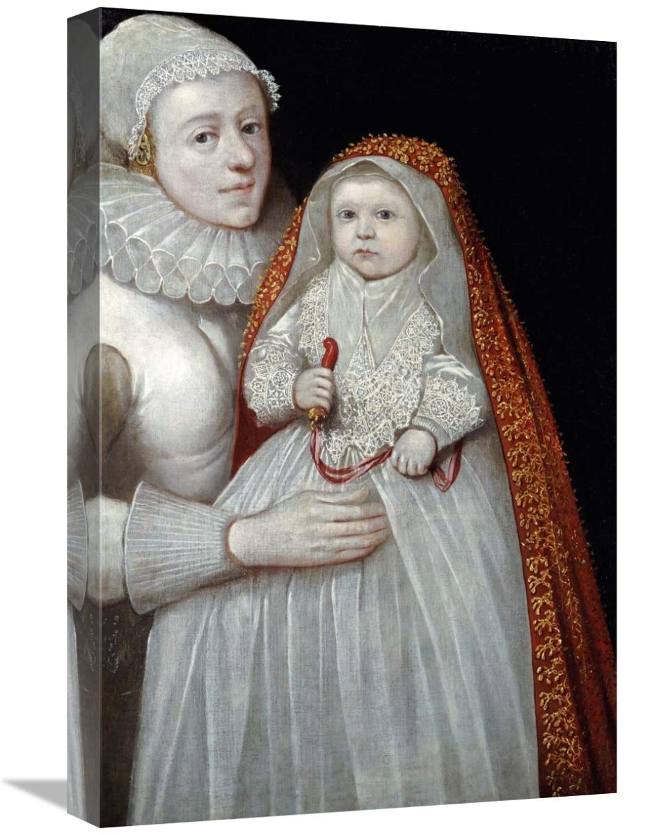 22 Inch Mother and Child Christening Portrait Art Print - English School Style - Perfect for Nursery, Baptism Gifts & Home Decor