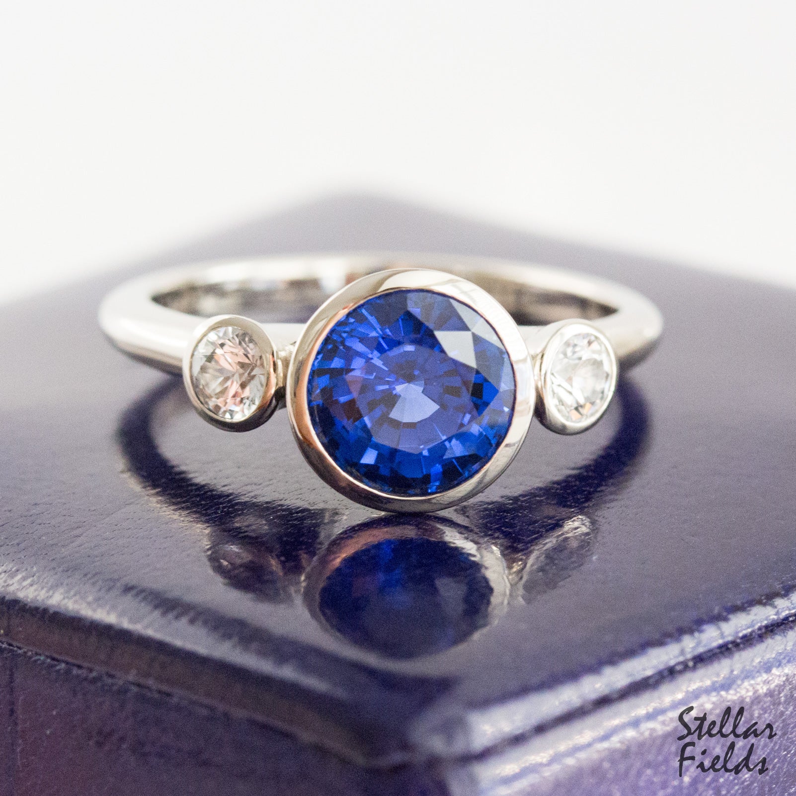 Lab Grown Diamond Three Stone Bezel Engagement Ring - Modern Multi Stone Wedding Band for Women - Perfect for Proposals, Anniversaries & Special Occasions