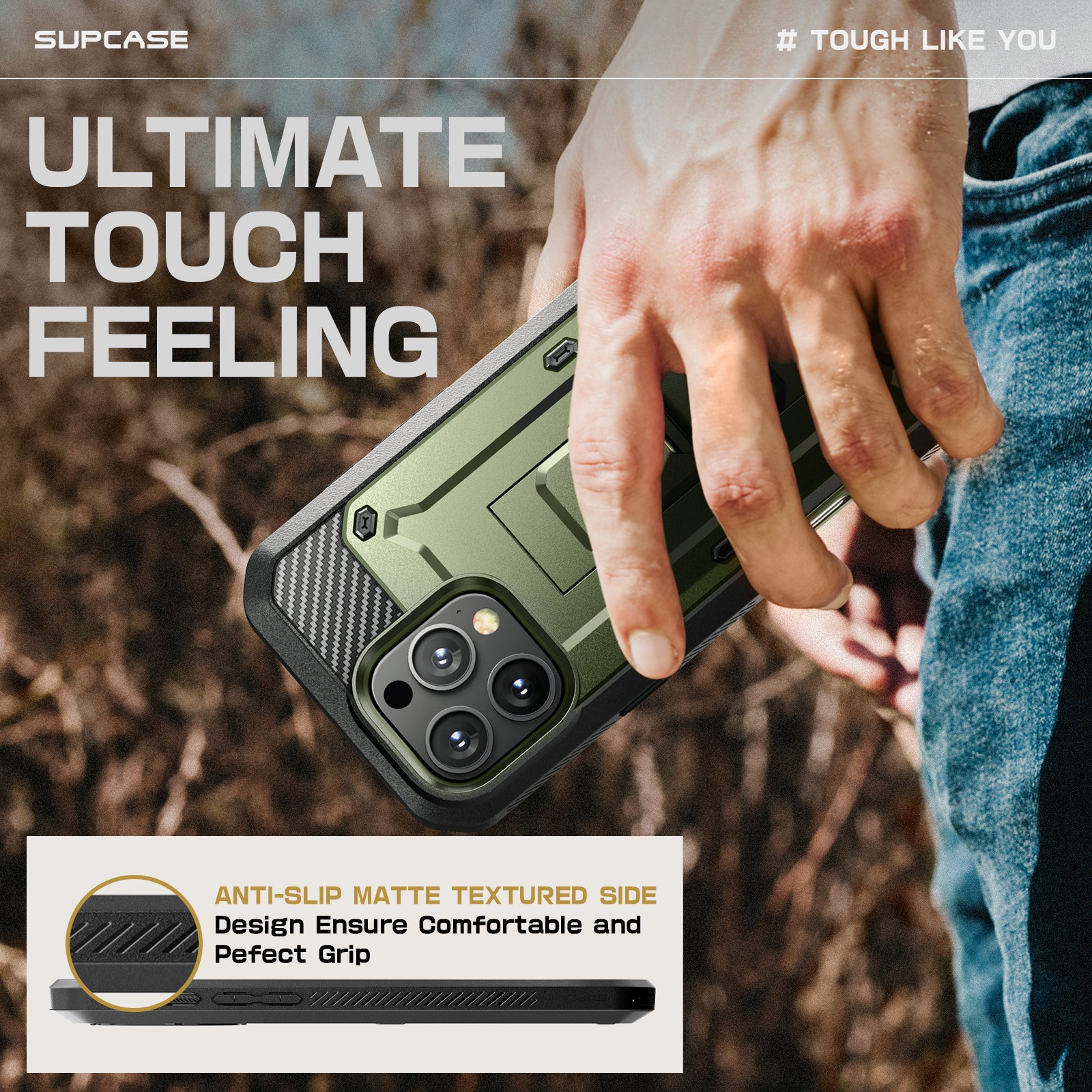 iPhone 16 Pro 6.3 Inch Unicorn Beetle Pro Rugged Case - Heavy Duty Shockproof Protective Cover with Screen Protector, Dark Green - Perfect for Outdoor, Construction & Extreme Sports