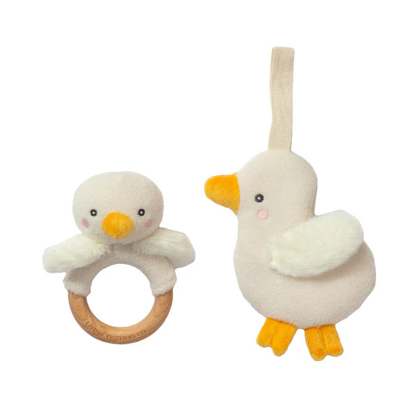 Goosey Goosey Teething Ring & Pacifier Clip Set - Soothing Baby Teether Toy for Infants & Toddlers - Perfect for On-the-Go, Travel, and Everyday Use