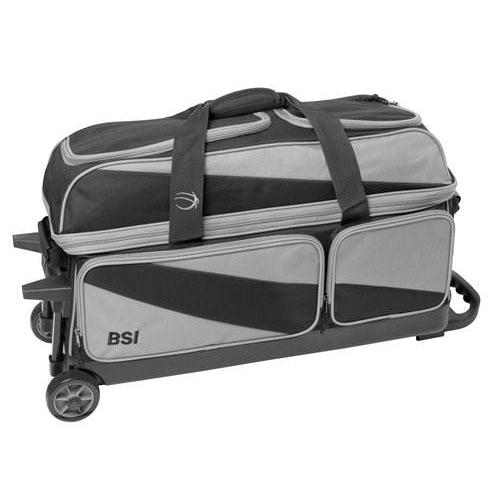 BSI 3 Ball Triple Roller Bowling Bag - Black & Grey for Professional Bowlers & League Players - Perfect for Tournaments & Practice Sessions