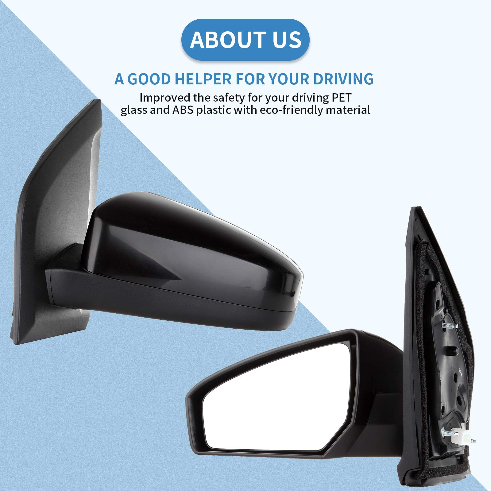 ECCPP Replacement Exterior Mirror for 2007-2012 Nissan Sentra Driver Side - NI1320167 - Perfect for Parking Assistance & Blind Spot Safety