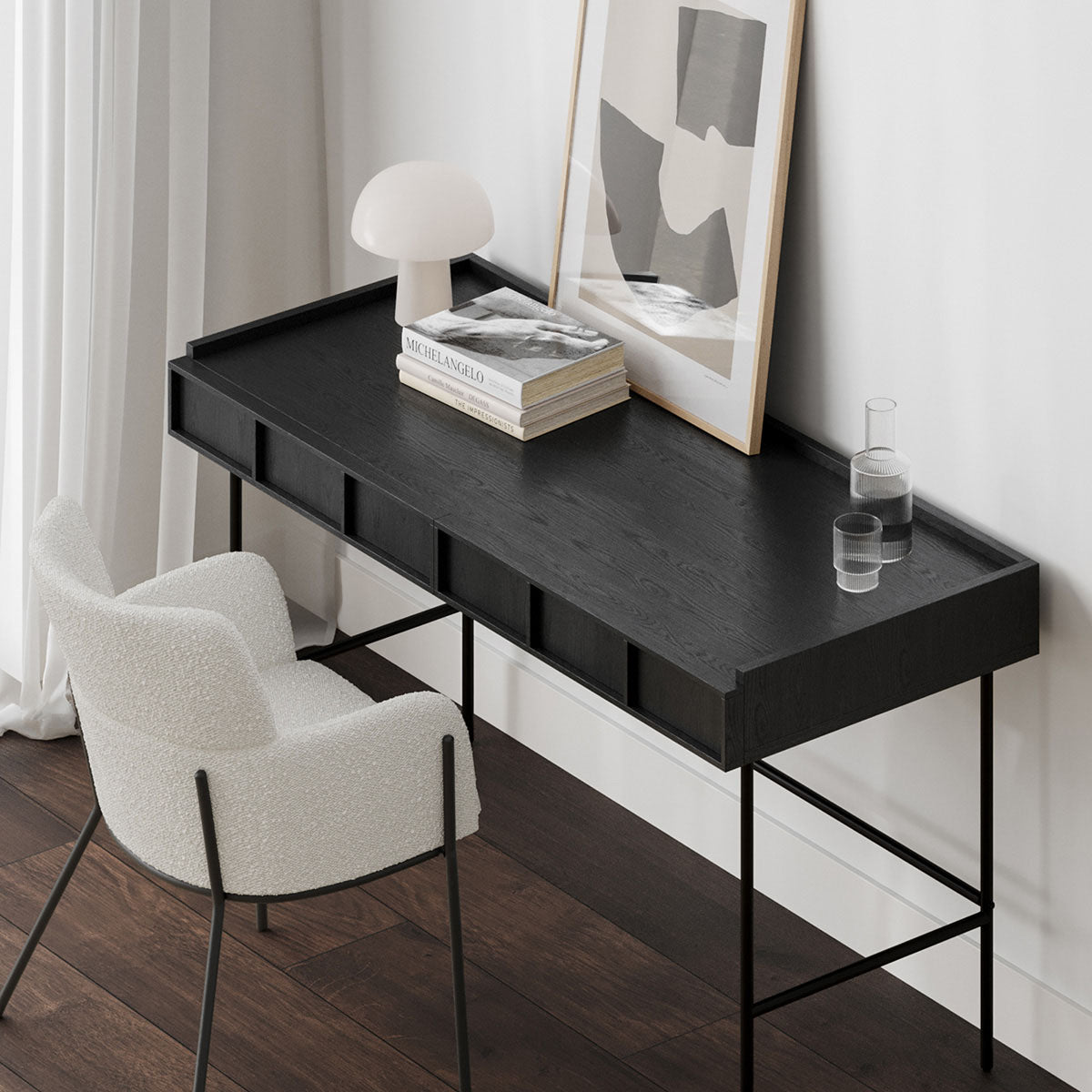 Isla 2 Drawer Writing Desk - Modern Home Office Furniture for Small Spaces, Study & Work from Home (White Finish)