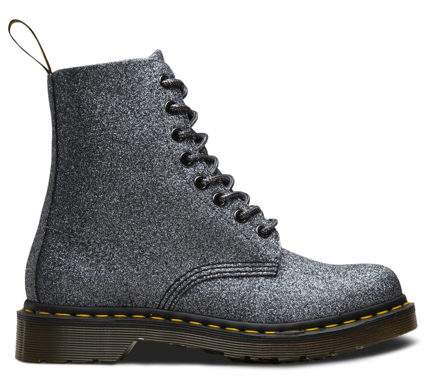 Dr. Martens 1460 Pascal Glitter Pewter Boots - Women's Metallic Leather Ankle Boots for Punk, Gothic & Festival Fashion | Perfect for Concerts, Night Out & Streetwear