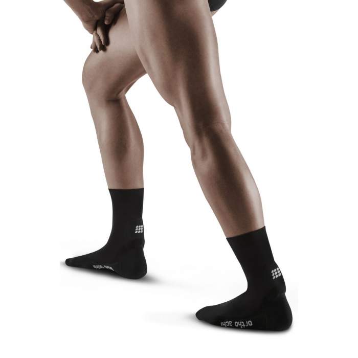 CEP Men's Ortho Achilles Support Short Socks - Black (WO5756) - Compression Socks for Running, Sports & Recovery - Ideal for Athletes with Achilles Tendon Pain
