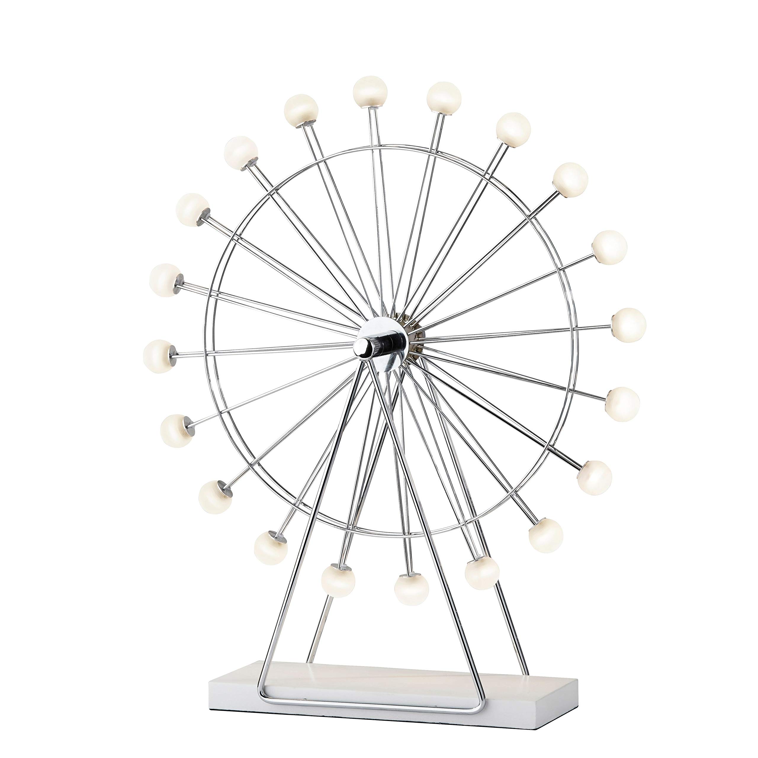 Modern Chrome LED Wheel Table Lamp - Large Glam Contemporary Design with Energy Efficient Bulbs Included - Perfect for Living Room, Bedroom, or Office Lighting