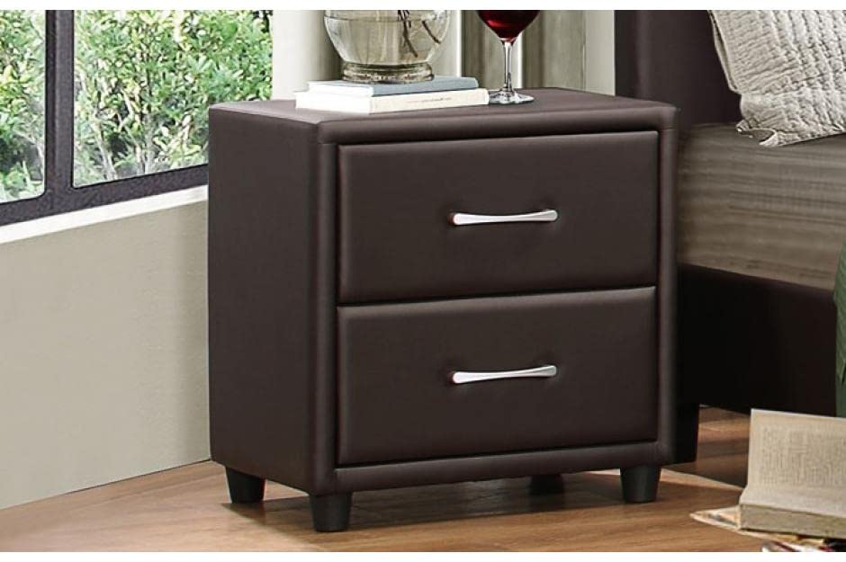 22 x 16 x 21.25 Inch Lorenzi Night Stand - Dark Brown Wood Bedside Table with Drawer for Bedroom, Living Room, or Guest Room - Perfect for Storing Books, Lamps, and Bedside Essentials