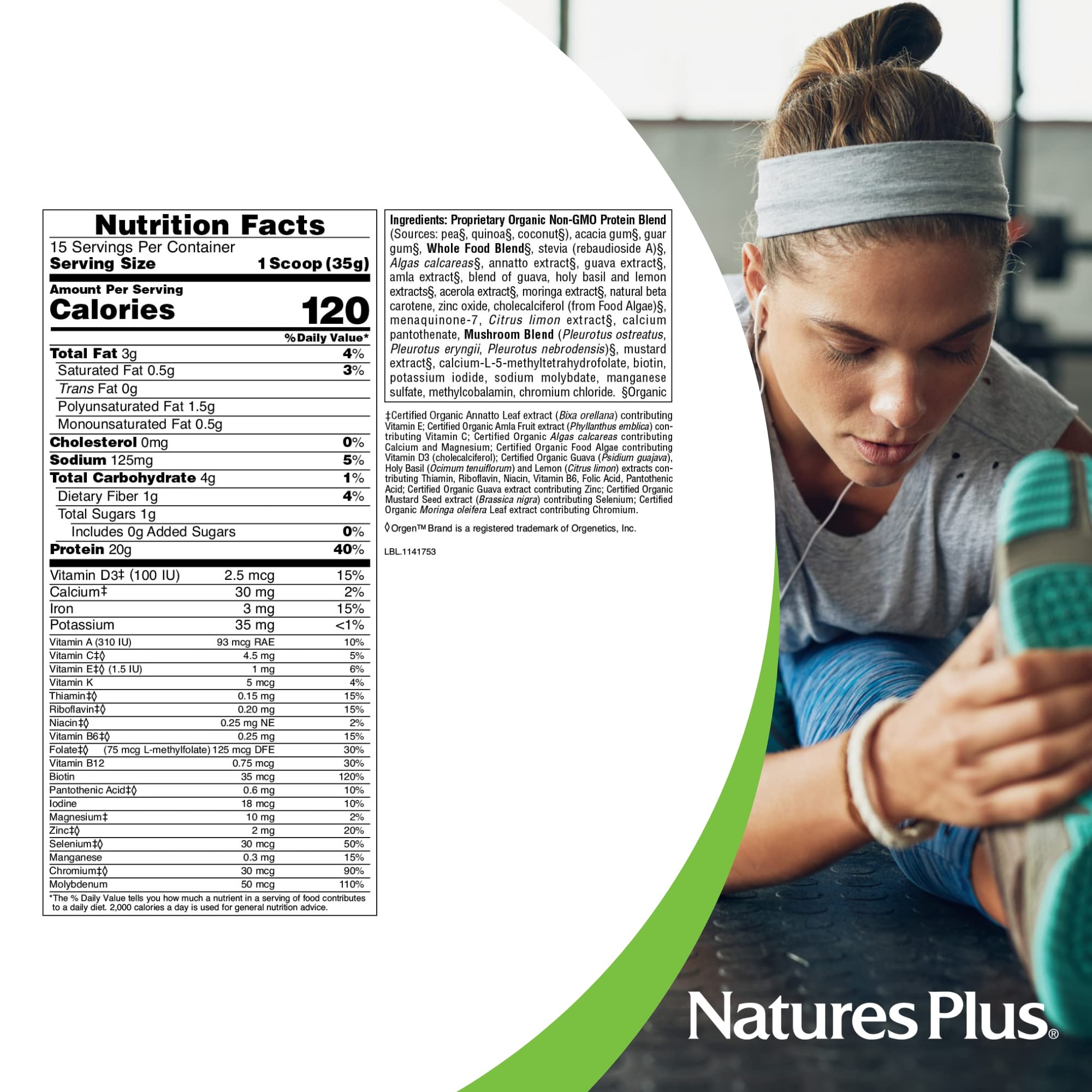 Natures Plus VPM Protein Powder - 1.16 lbs Unflavored Plant-Based Protein with Quinoa, Pea & Coconut - Organic, Vegan, Soy & Gluten Free (15 Servings) - Perfect for Smoothies, Baking & Post-Workout Recovery