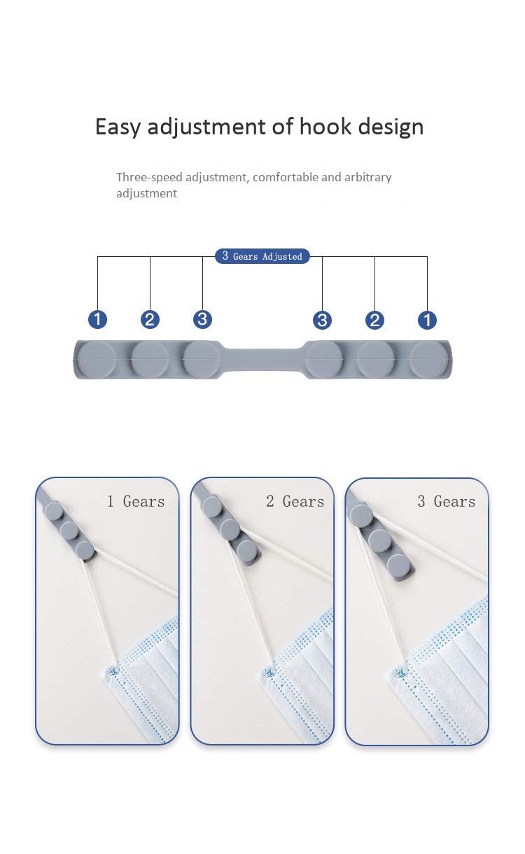 4-Pack Silicone Mask Extenders - Adjustable Ear Savers for Comfortable Face Mask Wear, Anti-Tightening Straps to Prevent Ear Pain, Soft Hook Buckle for Secure Fit - Perfect for Healthcare Workers, Travel & Daily Use
