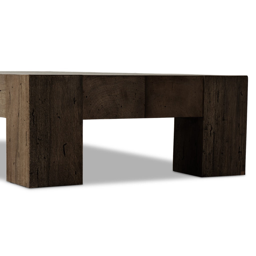 Abaso Rectangular Coffee Table - Rustic Ebony Wormwood Oak Finish for Living Room, Lounge & Home Decor