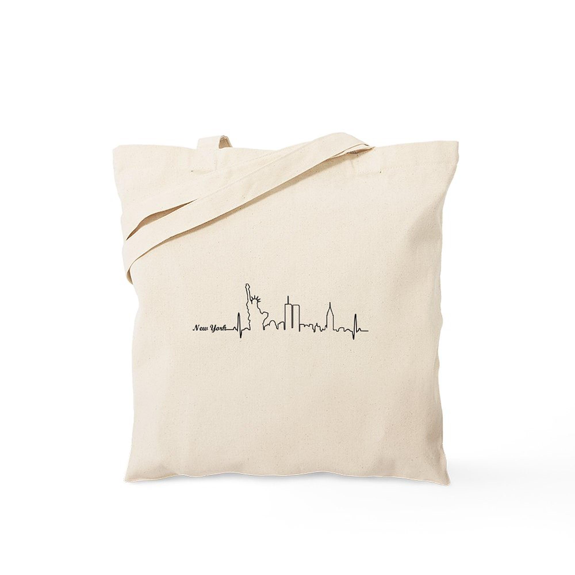 New York Heartbeat Letters Tote Bag - Natural Canvas Reusable Shopping Bag for Groceries, Beach & Work | Eco-Friendly Cotton Tote with Stylish NYC Design
