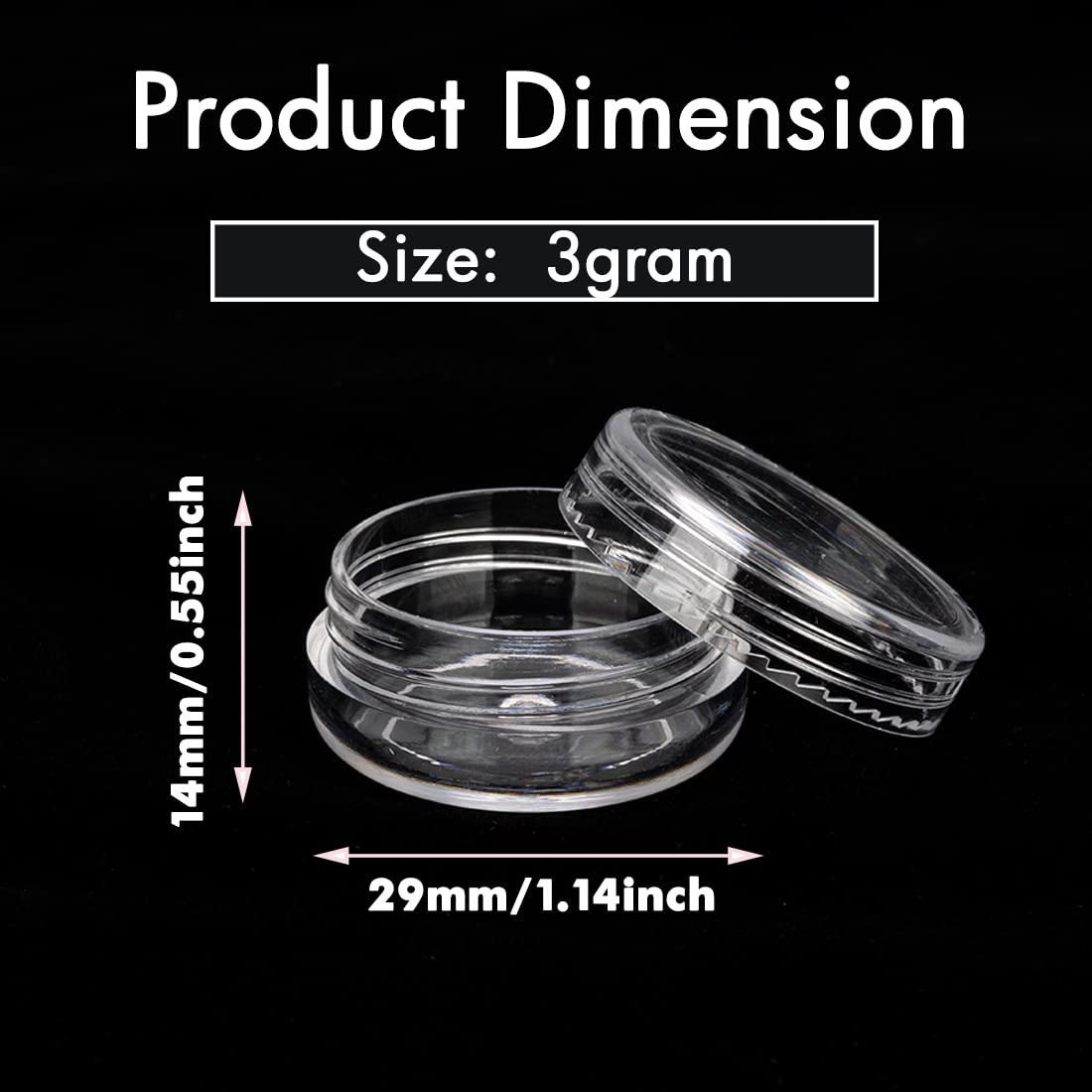 50-Pack 3 Gram Clear Sample Jars with Lids - Empty Lip Balm Containers & Mini Cosmetic Jars - Travel Makeup Containers with Labels & Disposable Spatulas - Perfect for DIY Beauty, Travel Toiletries & Sample Storage