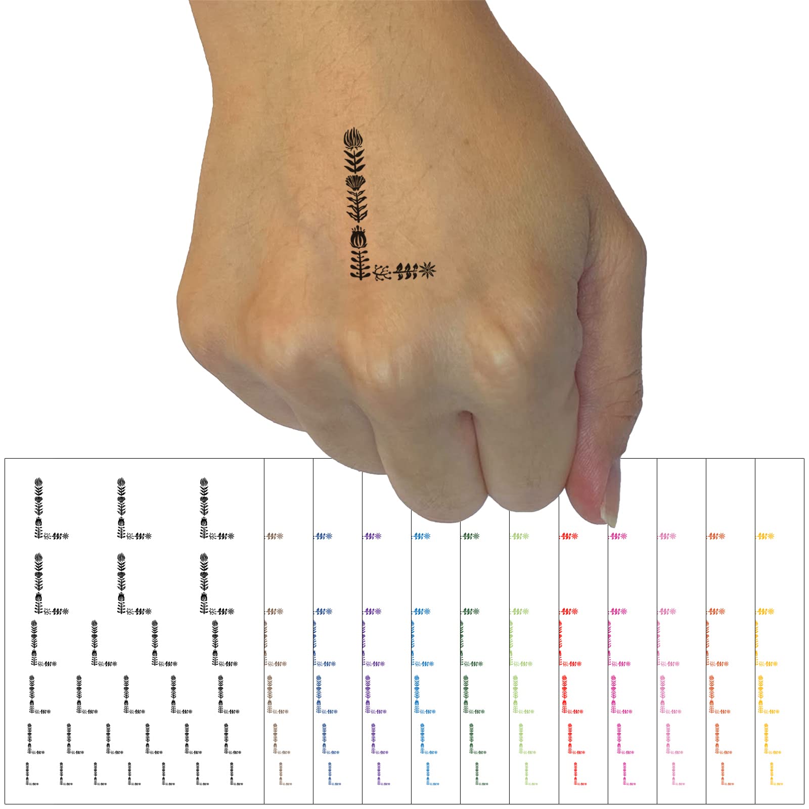 Elegant Botanical Floral Letter L Temporary Tattoo - Waterproof Fake Body Art Stickers Set - Black Floral Design (1 Sheet) - Perfect for Parties, Festivals, and Body Decorations