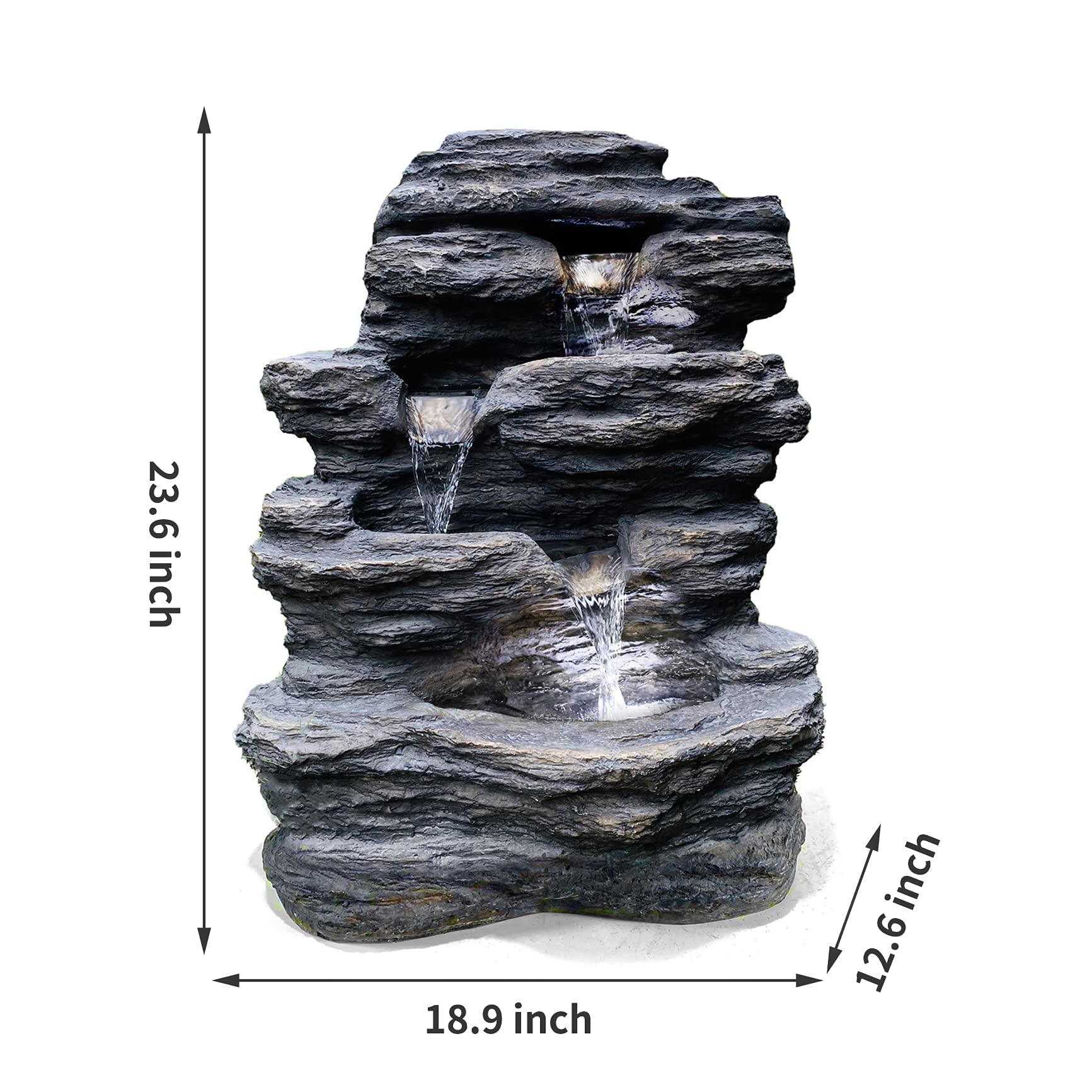 3-Tier Outdoor Water Fountain with LED Lights - 23