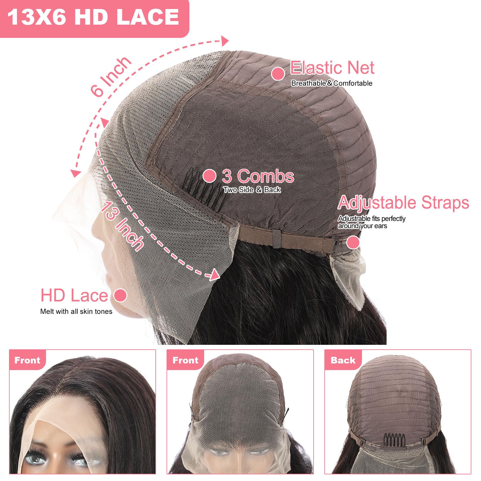 13x6 HD Lace Front Wigs Human Hair - 30 Inch Body Wave Glueless Wig 250% Density Pre-Plucked with Baby Hair (Natural Color) | Perfect for Daily Wear, Cosplay, and Special Occasions