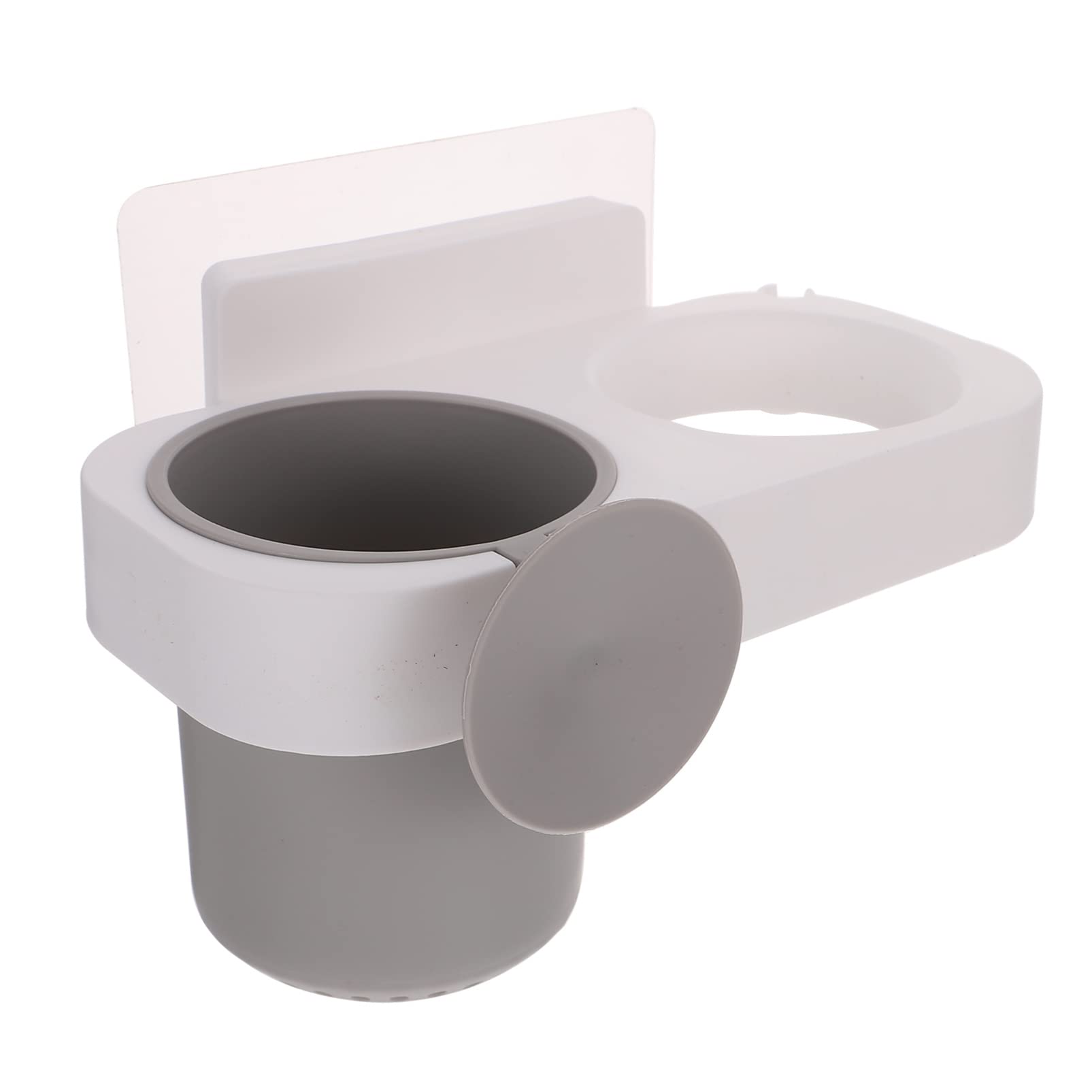 Housoutil Wall Mounted Hair Dryer Holder - No Drill Bathroom Organizer for Hair Dryer Storage, Grey - Perfect for Home, Hotel & Spa Bathroom Organization