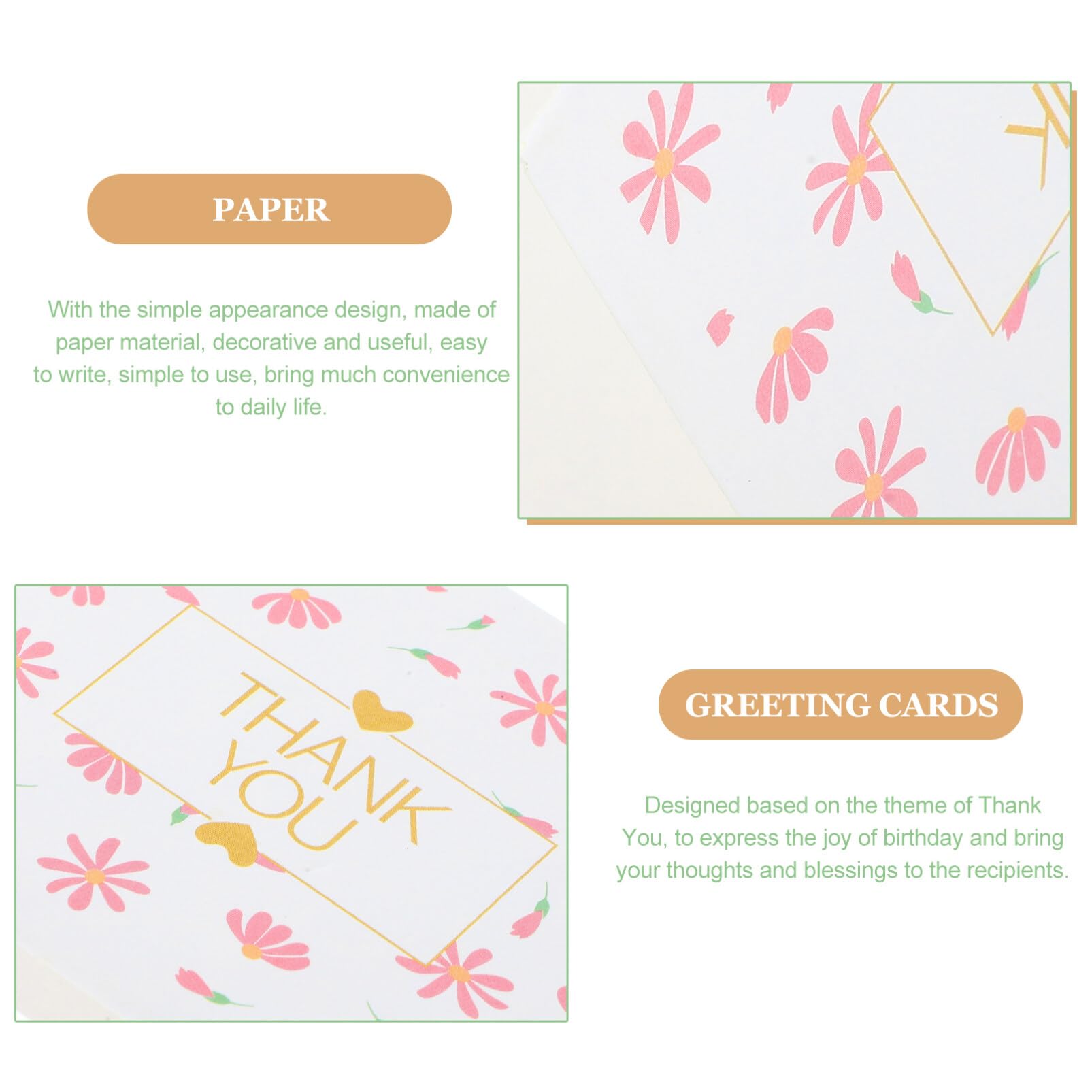 100Pcs Vintage Thank You Cards & Greeting Cards - Blank Note Cards for Graduation, Birthday, Wedding, Baby Shower - Perfect for Handwritten Notes, Party Invitations & Special Occasions
