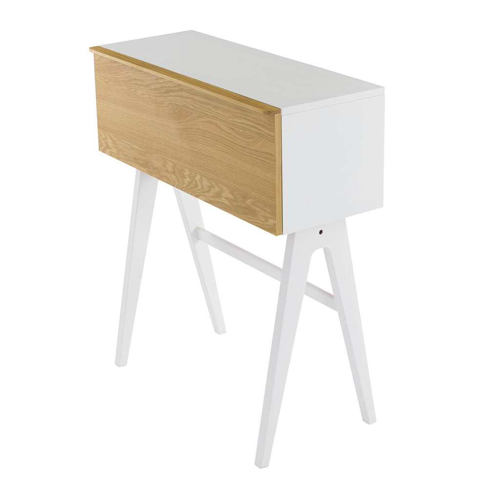 VALEN Study Desk 96cm White & Oak - Modern Writing Desk for Home Office, Student Study & Small Space Workstation