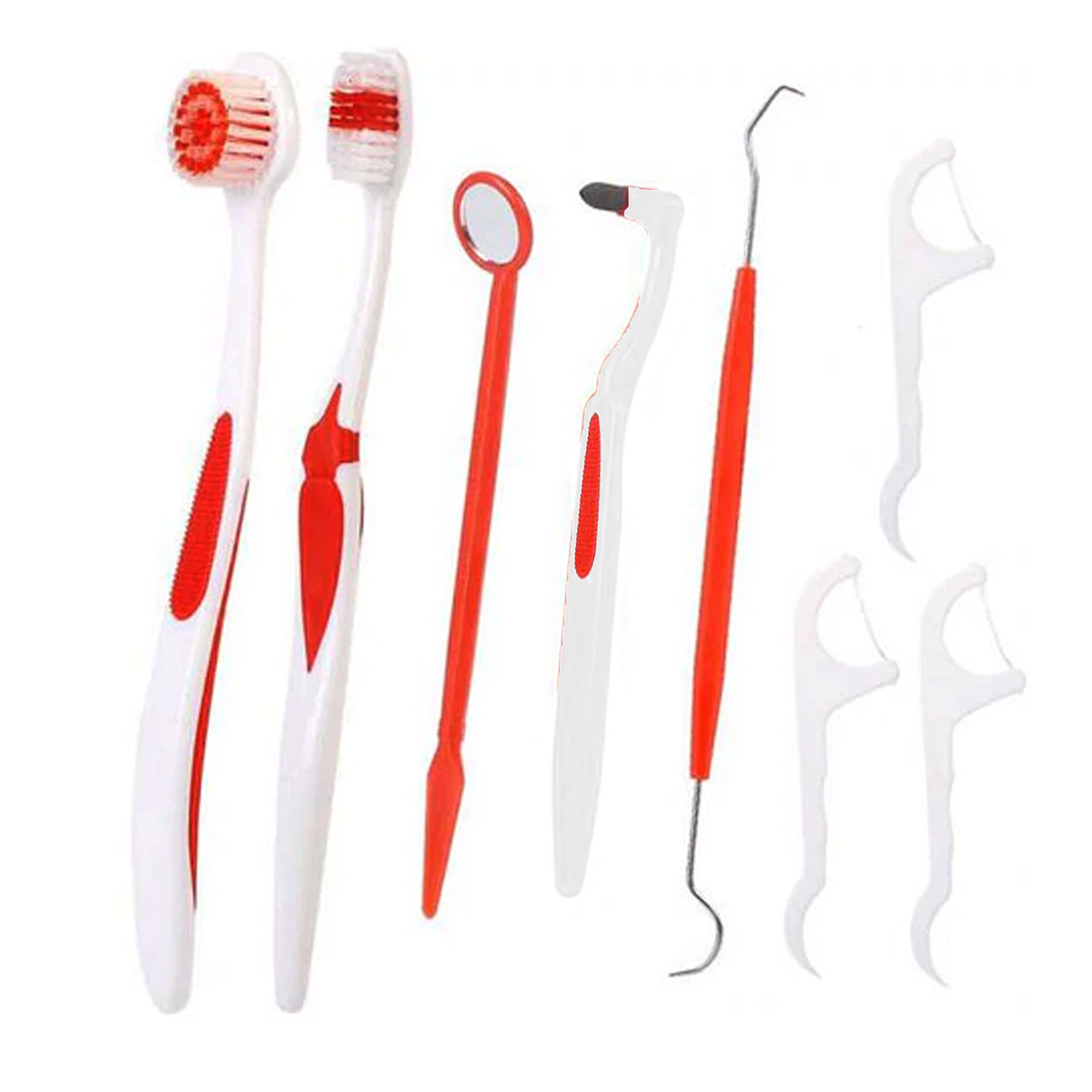 8 Piece Dental Care Kit - Toothbrush, Floss, Tongue Cleaner & Stain Remover for Complete Oral Hygiene | Perfect for Travel, Home & Office Use