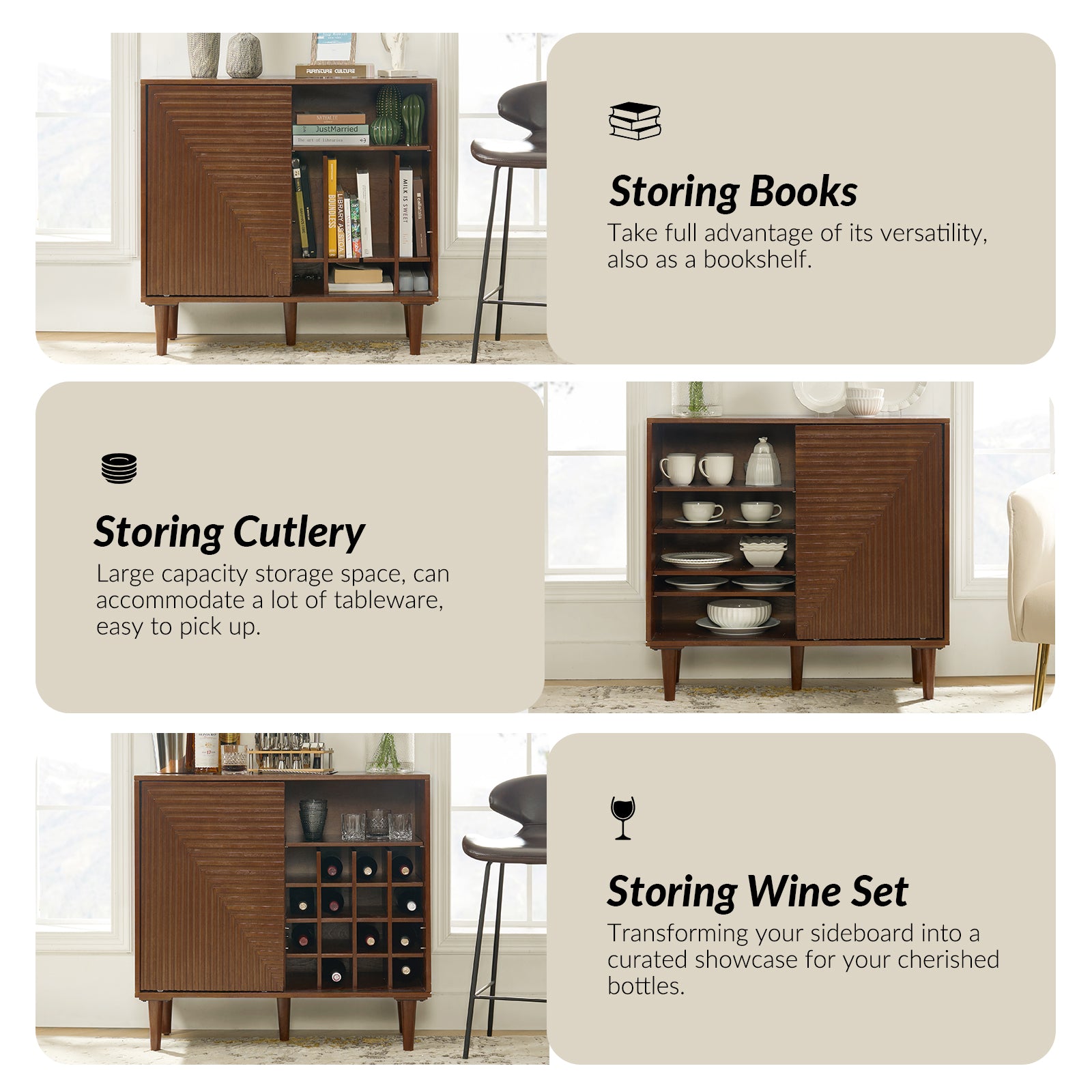 Archie 34-Inch Tall 2-Door Multifunctional Bar Cabinet with Adjustable Shelves - Modern Home Bar Storage for Living Room, Dining Room or Office (Optional Styles Available)