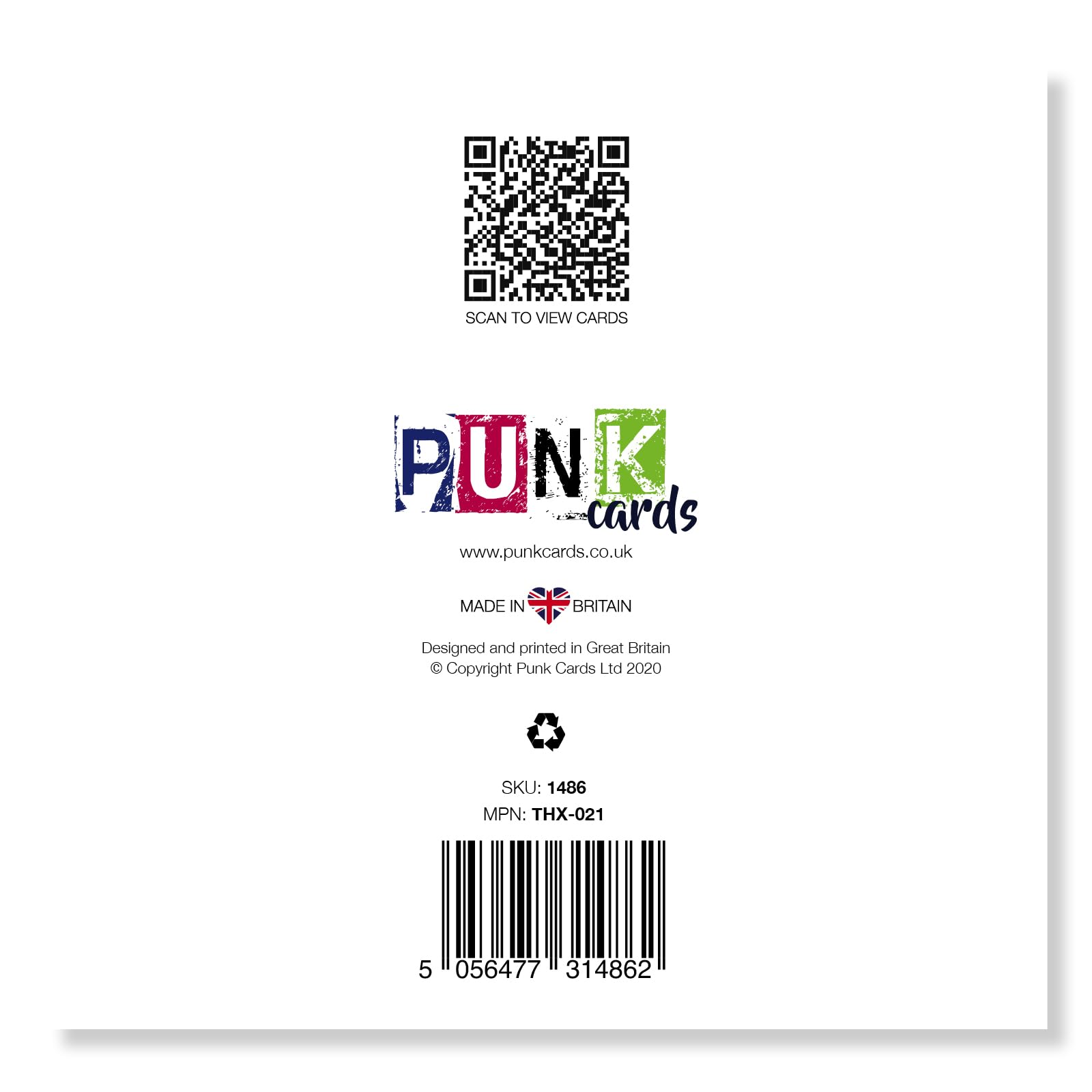 Punkcards - Handmade Thank You Cards (Single Pack, Made in UK) - Perfect for Weddings, Birthdays & Appreciation Gifts