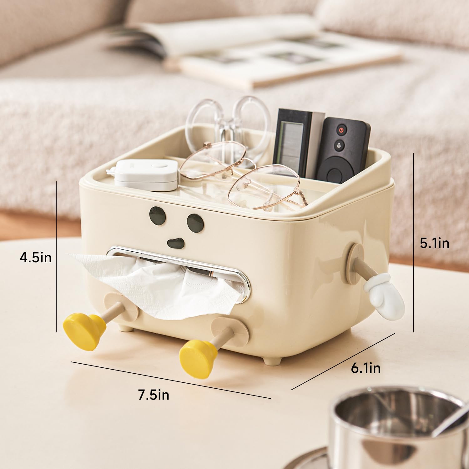 Multifunctional Cute Tissue Storage Box & Organizer - Rectangle Tissue Box Cover for Bathroom, Kitchen, Bedroom & Living Room - Perfect for Home Decor and Organization