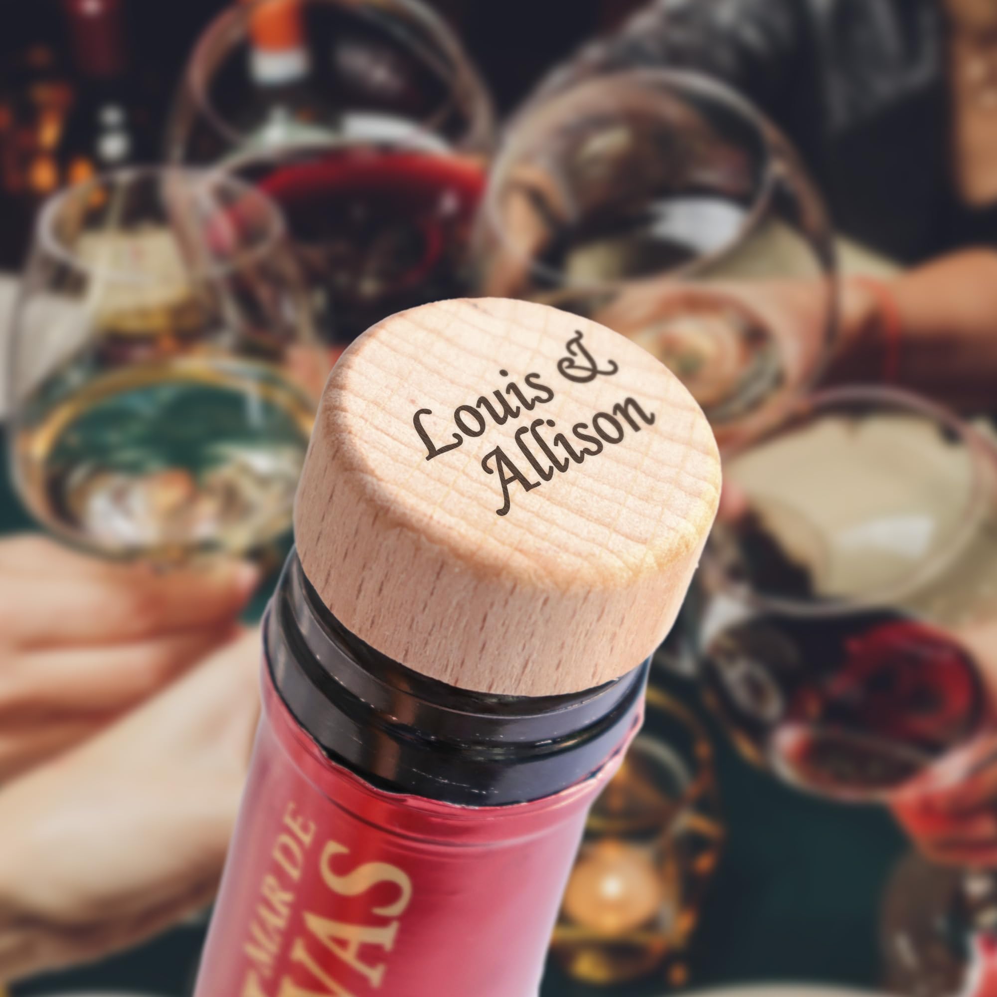 Personalized Engraved Wooden Wine Bottle Stoppers - Bulk Custom Wedding Gifts, Housewarming Presents & Party Favors - Perfect for Weddings, Anniversaries, New Home Celebrations & Special Events (Your Text Here)
