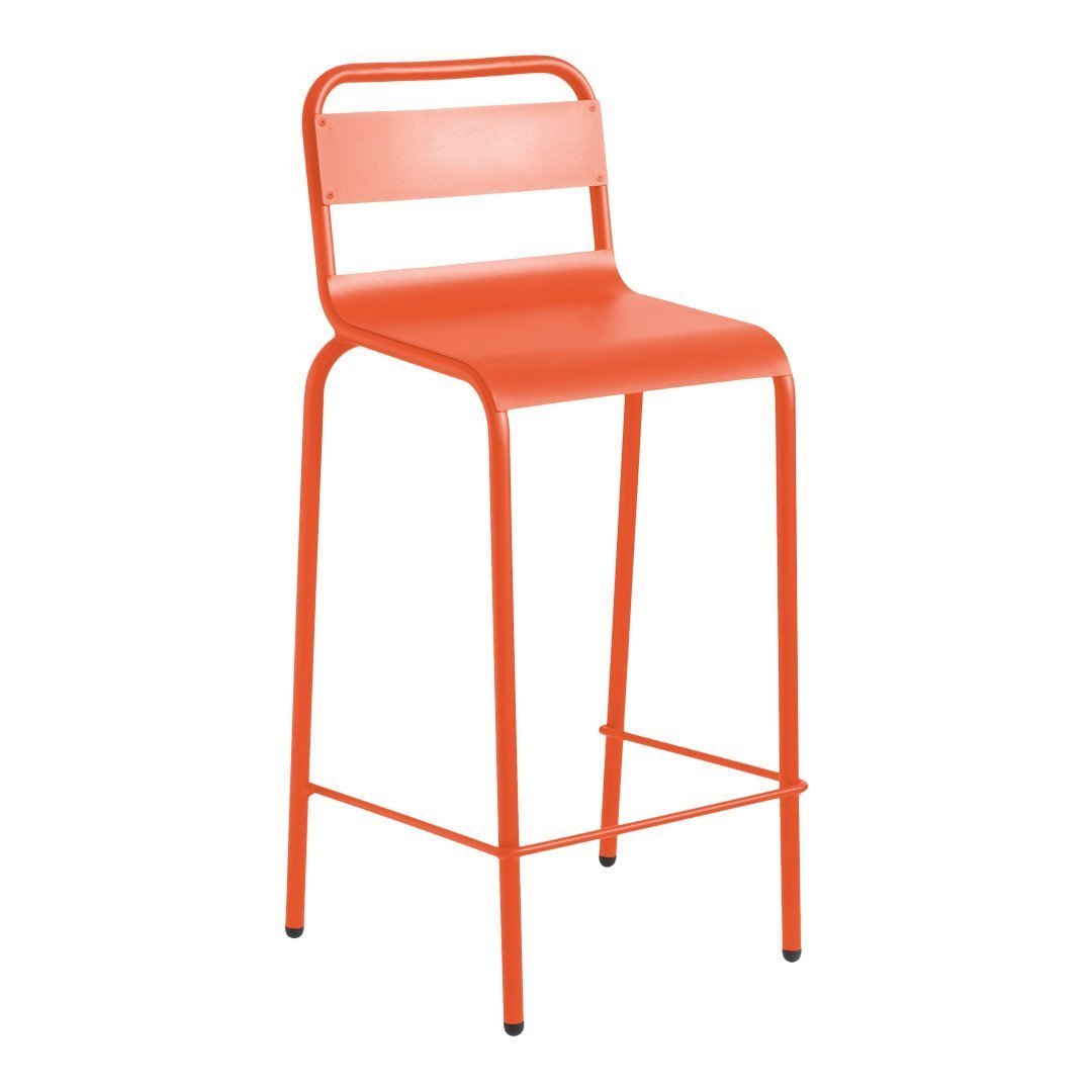 Anglet Outdoor Bar Stool - Rust-Resistant Metal Bar Height Stool with Cushion for Patio, Deck, Poolside & Backyard - Comfortable & Durable Outdoor Seating for Adults