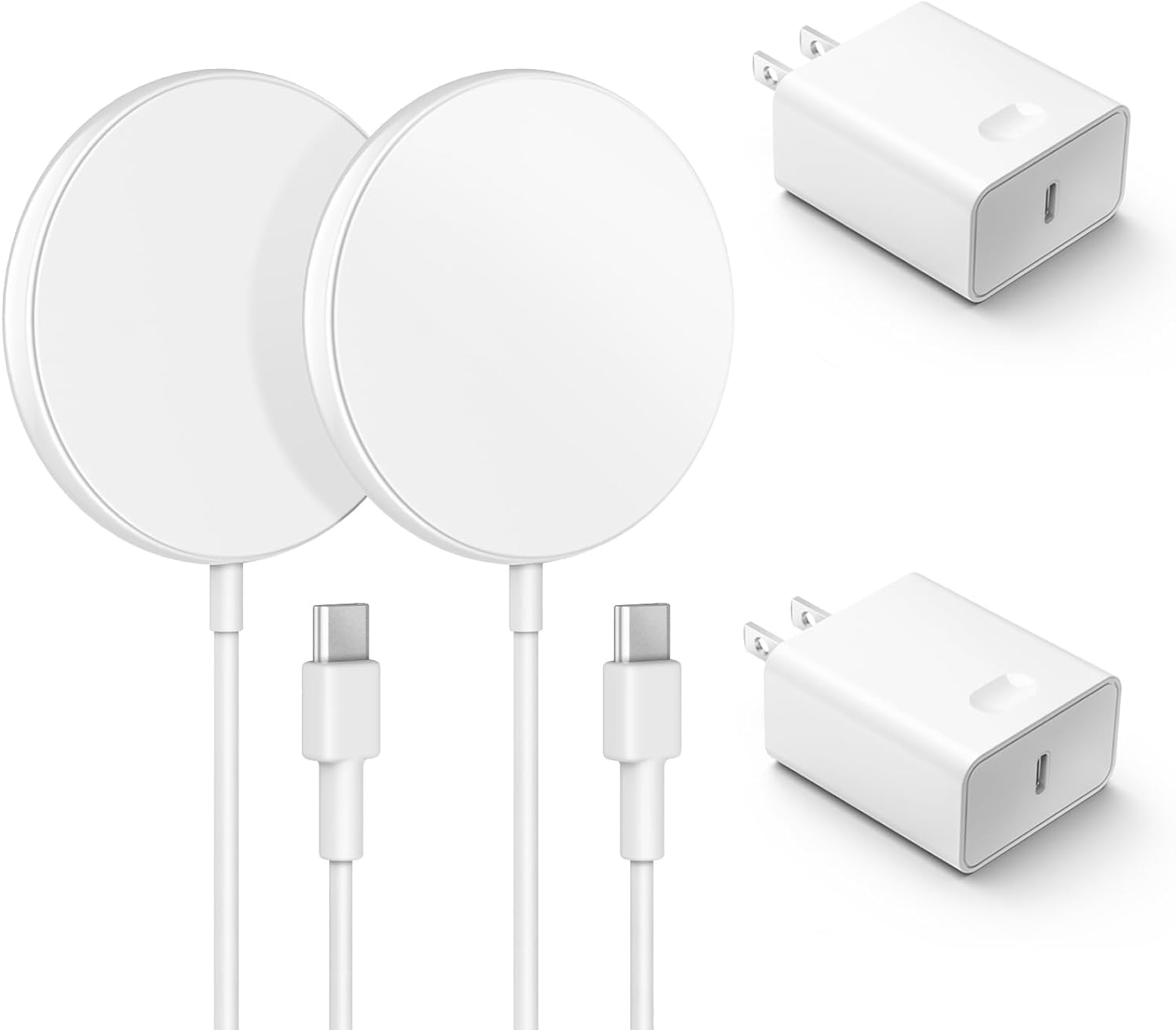 2 Pack Magnetic Wireless Charger Compatible with MagSafe for iPhone 16/16 Plus/16 Pro/16 Pro Max/15/15 Pro/15 Pro Max/14/13 Series & AirPods Pro 2 - Includes 20W PD USB C Fast Charger | Perfect for Home, Office, and Travel Use