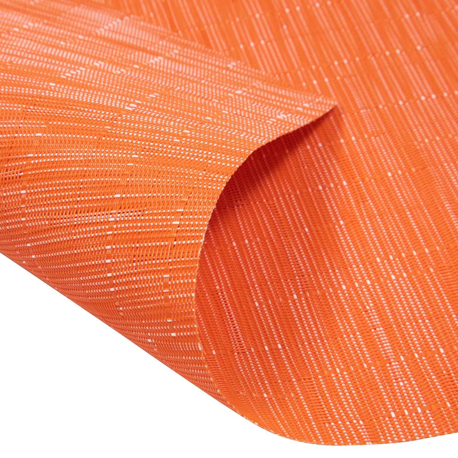 SHACOS 4-Pack Round Vinyl Placemats - Heat Resistant, Wipe Clean Table Mats for Dining - Wedge Design in Orange - Perfect for Kitchen, Restaurant & Outdoor Use