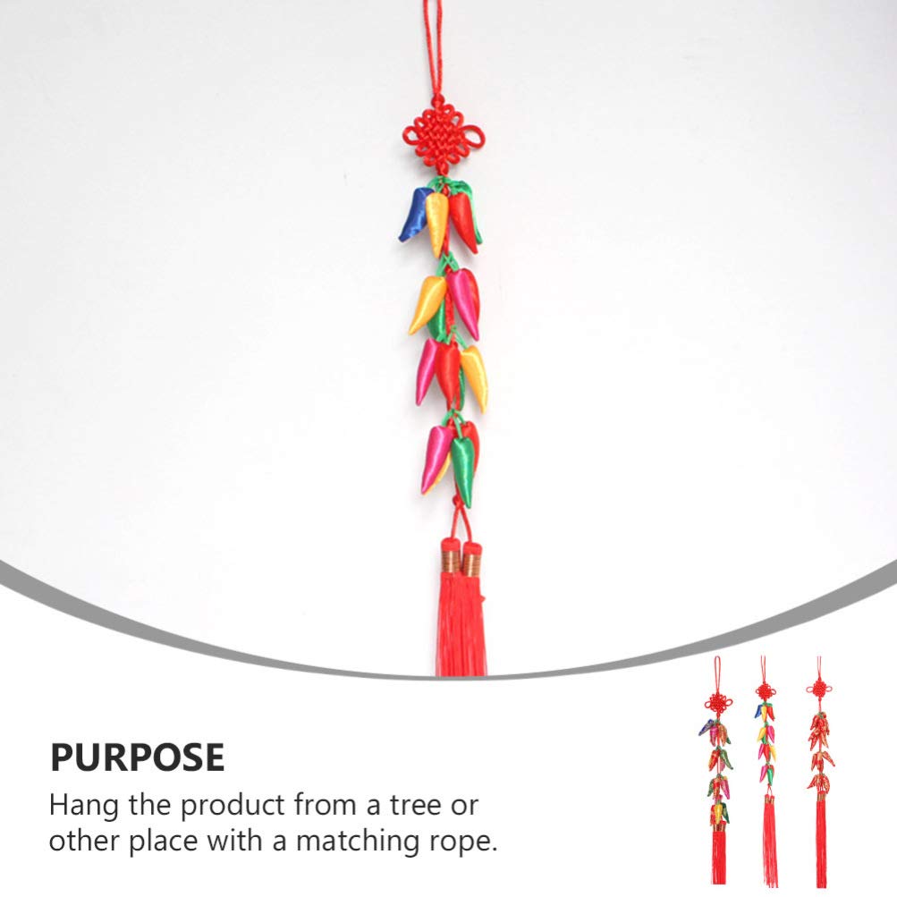 ABOOFAN Chinese New Year Chili Pepper Pendant - Festive Holiday Decorations for Home, Wedding, Car & Christmas - Traditional Red Knot Brocade Ornament for Lunar New Year Celebrations