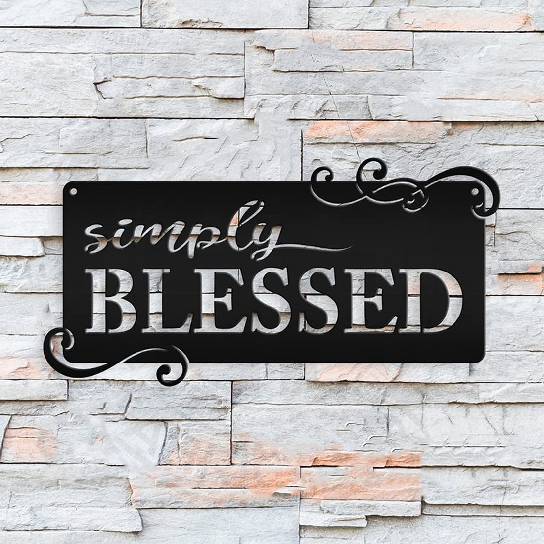 Simply Blessed Vintage Metal Wall Art Sign - 28