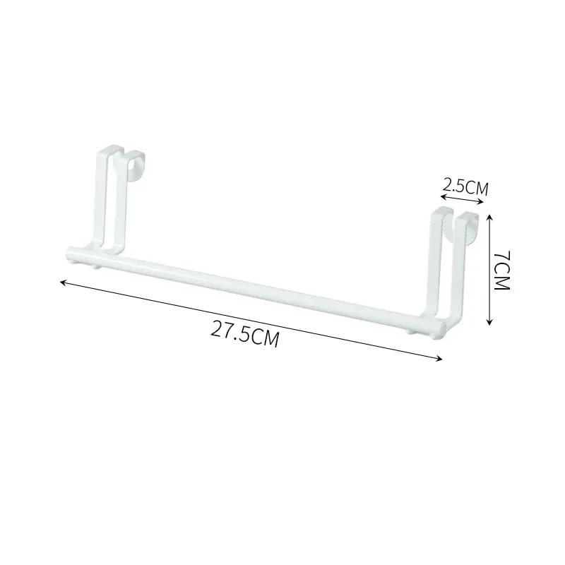 HOME CUBE Stainless Steel Towel Holder - Over Door Cabinet Hanger for Kitchen, Bathroom & Drawer Storage (Small) - Perfect for Organizing Towels, Robes & Utensils in Small Spaces