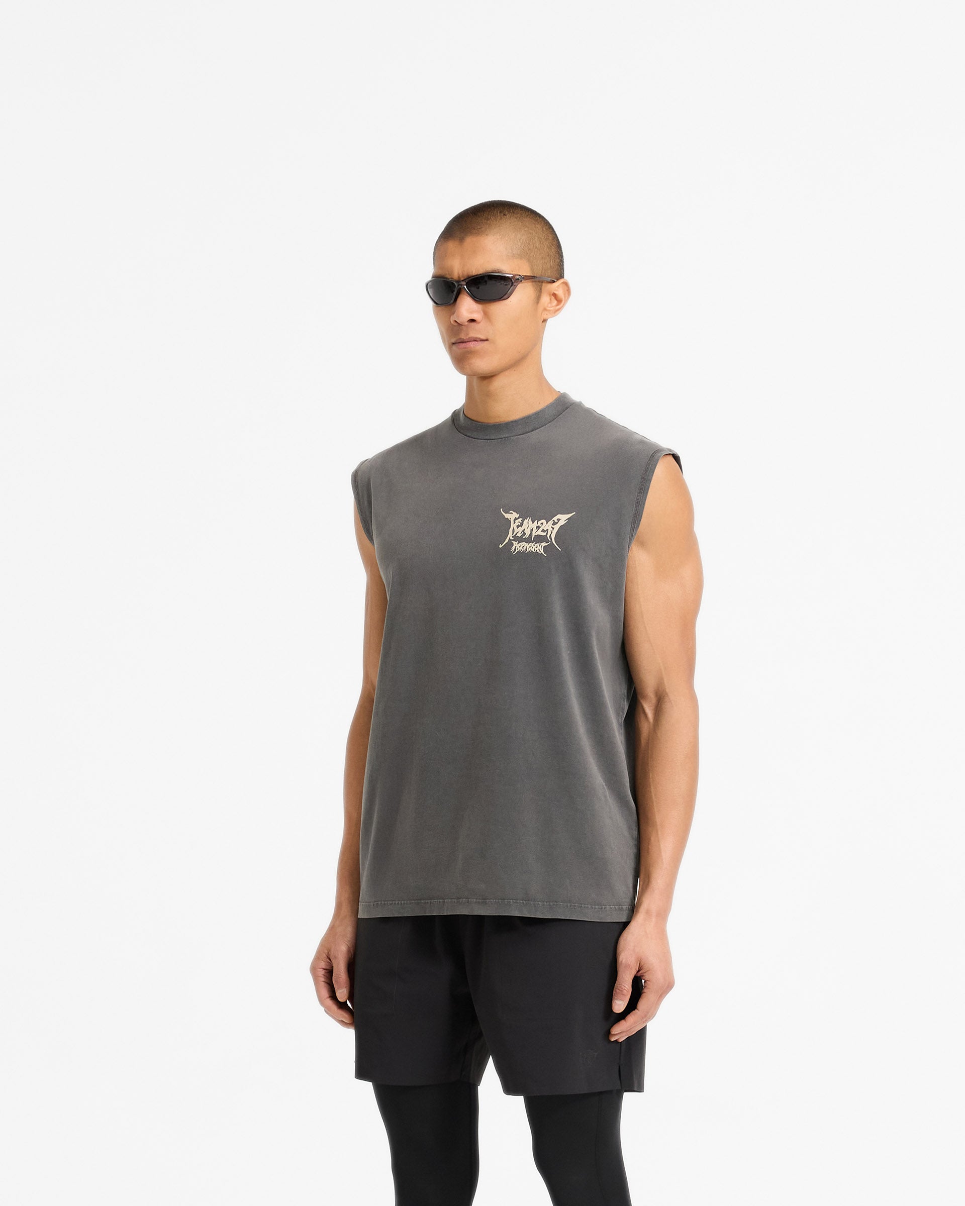Team 247 X END Oversized Tank Top - Washed Grey - Streetwear Fashion for Men | Gym, Casual Wear & Summer Outfits