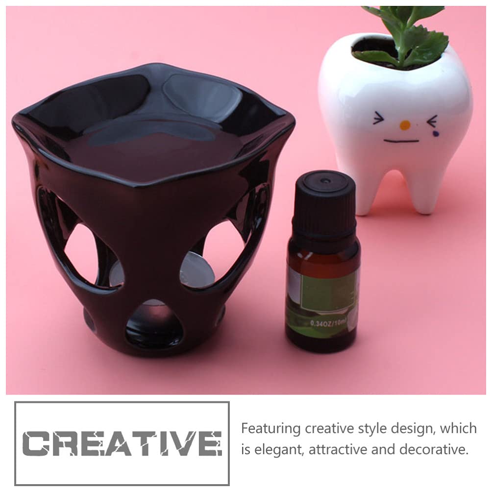 Beaupretty Ceramic Skull Oil Lamps - Essential Oil Burner & Wax Warmer with Tea Light Holder for Home Decor - Perfect for Living Room, Bedroom, Balcony and Patio Ambiance