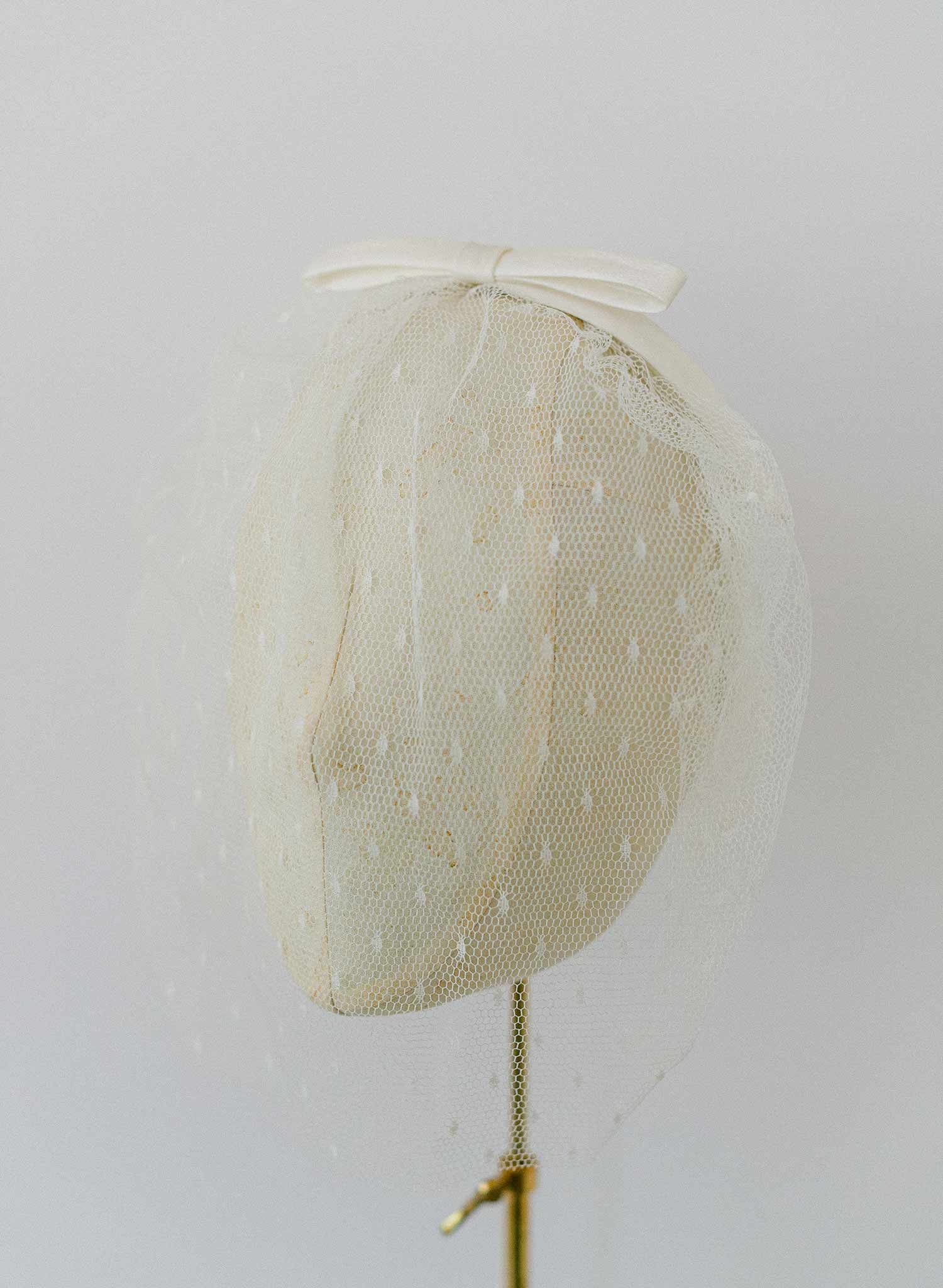 Elegant Silk Bow & Point d'Esprit Lace Headband Veil - Style #2351 | Perfect for Weddings, Bridal Accessories & Special Occasions