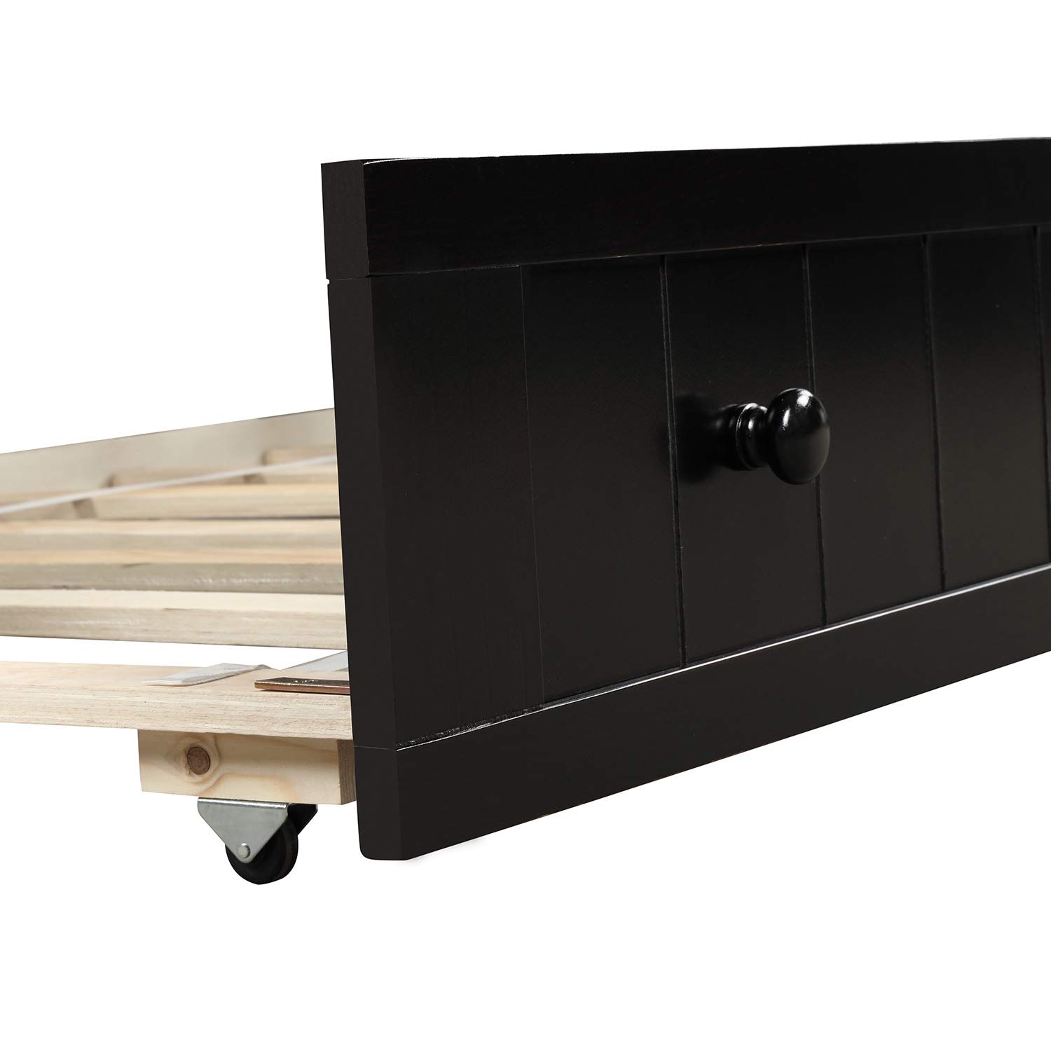 Rhomtree Twin Size Daybed with Trundle - Solid Wood Bed Frame with Backrest for Adults, Teens & Kids - Guest Bedroom & Living Room Furniture - Convertible Sofa Bed - Espresso Finish - Perfect for Small Spaces, Sleepovers & Multi-Purpose Rooms